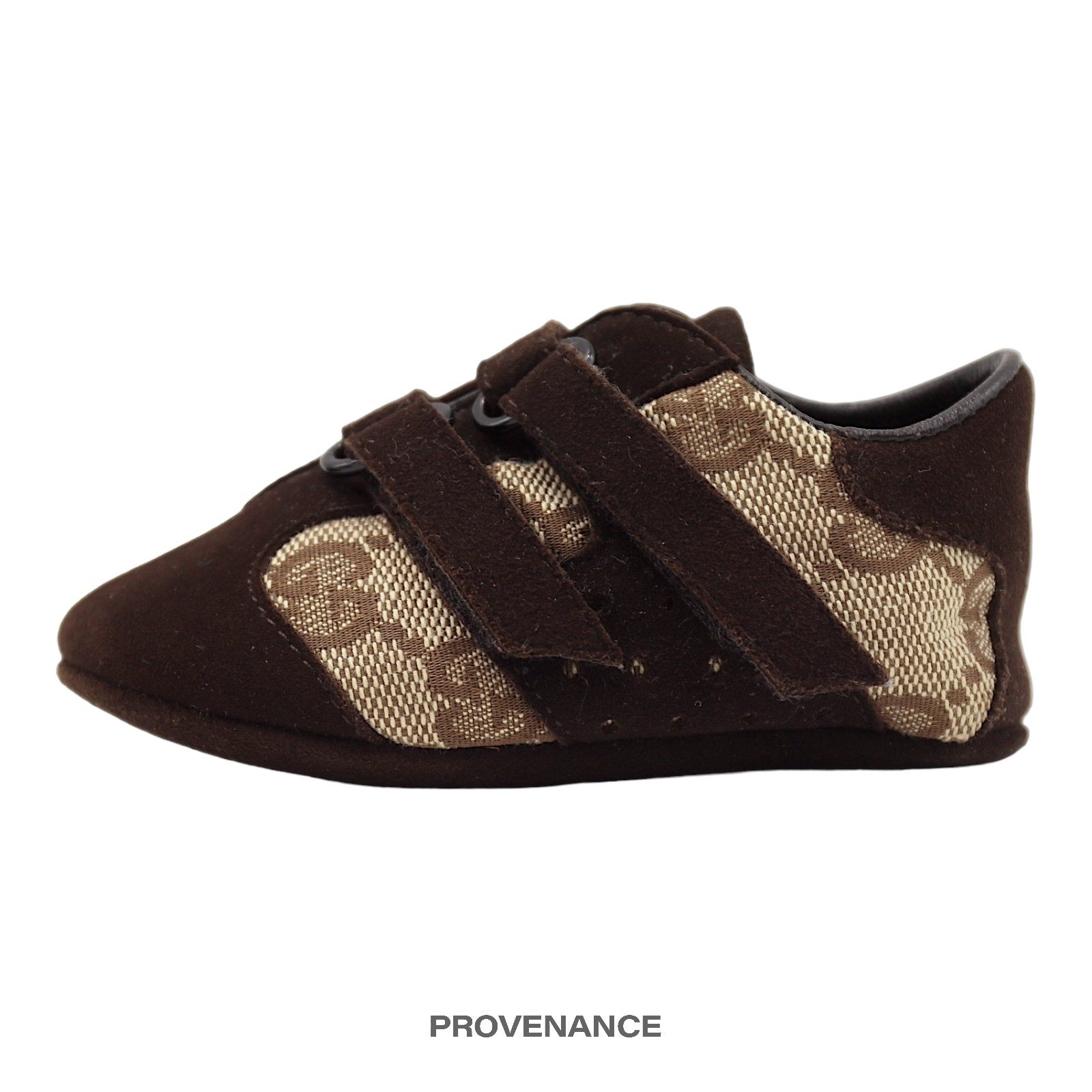 Gucci GG Canvas Suede Velcro Runner Infant - Brown - 2