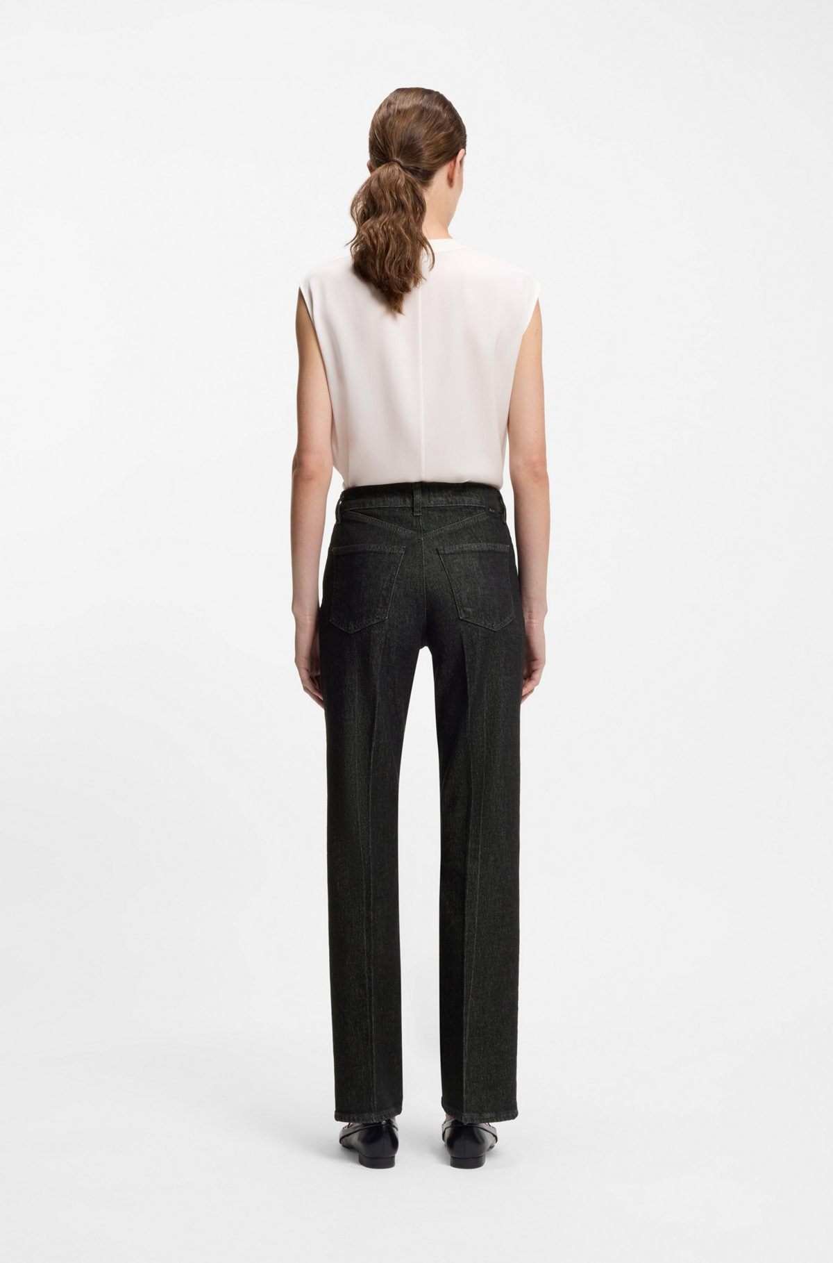 SLIM-FIT JEANS IN MARBLE-STRUCTURED BLACK STRETCH DENIM - 4