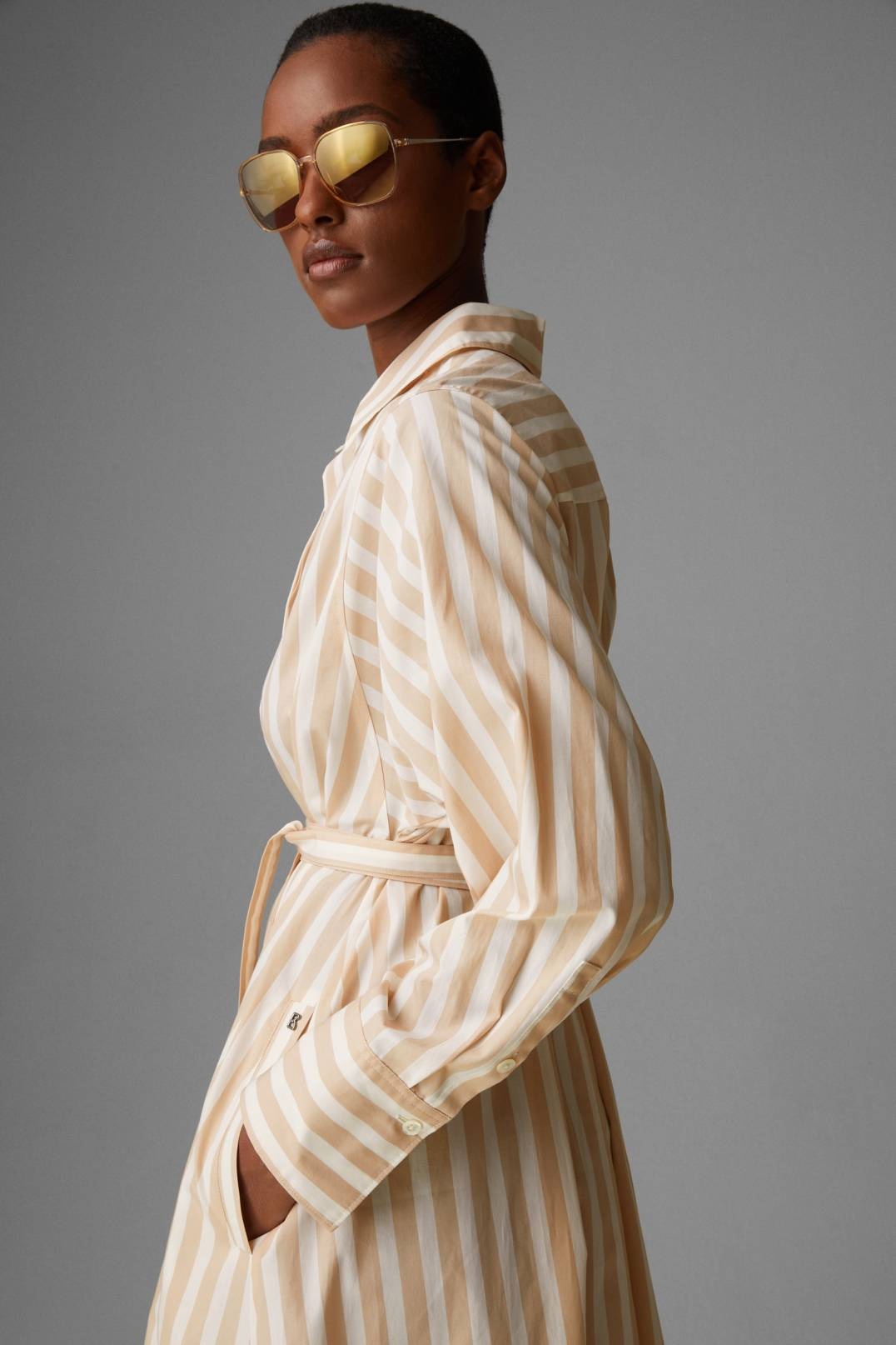 LIA SHIRT DRESS IN BEIGE/OFF-WHITE - 4