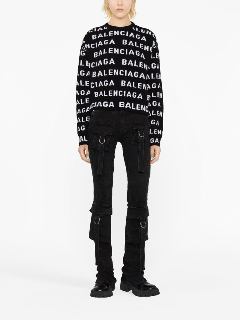 BALENCIAGA intarsia-logo crew-neck jumper outlook