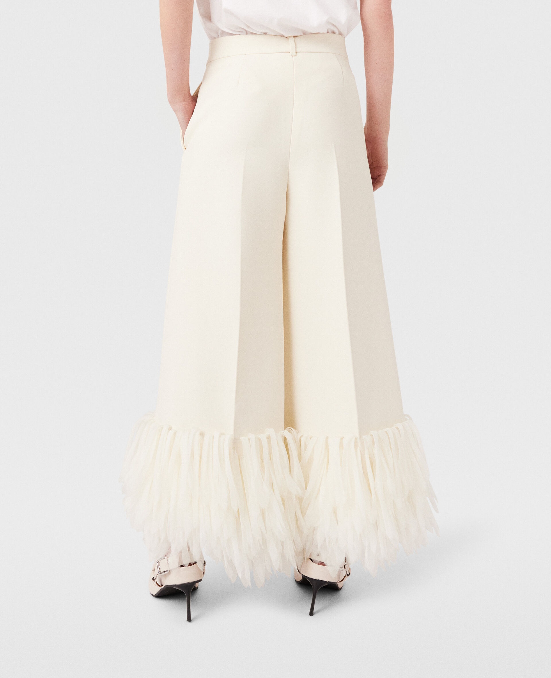 High-Rise Wide-Leg Feather Pants - 4