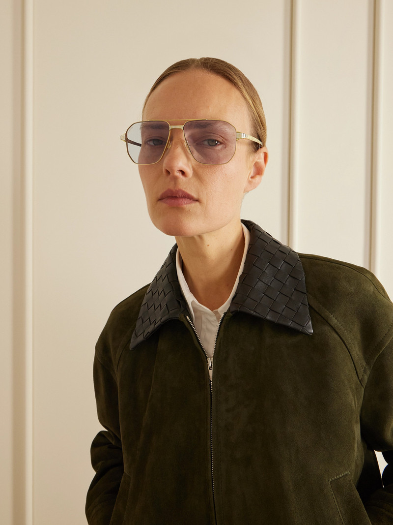 Cartier Santos De Cartier Gold- And Silver-tone Aviator-style Sunglasses outlook