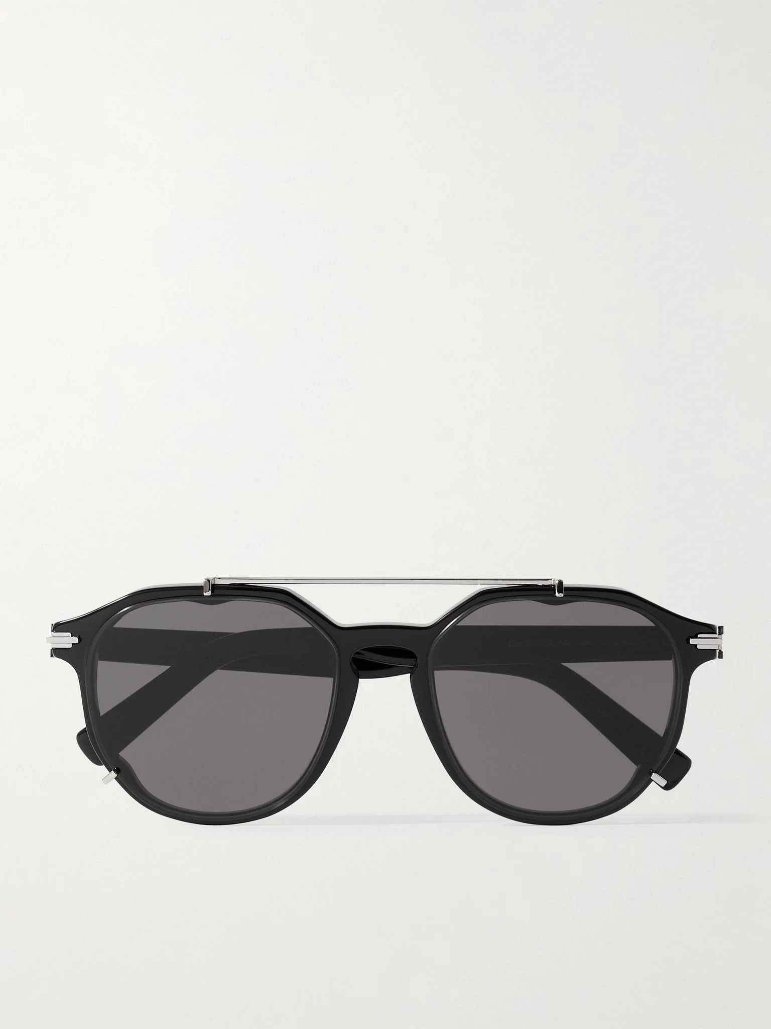 DiorBlackSuit RI Double-Bridge Round-Frame Acetate and Silver-Tone Metal Sunglasses Black - 1