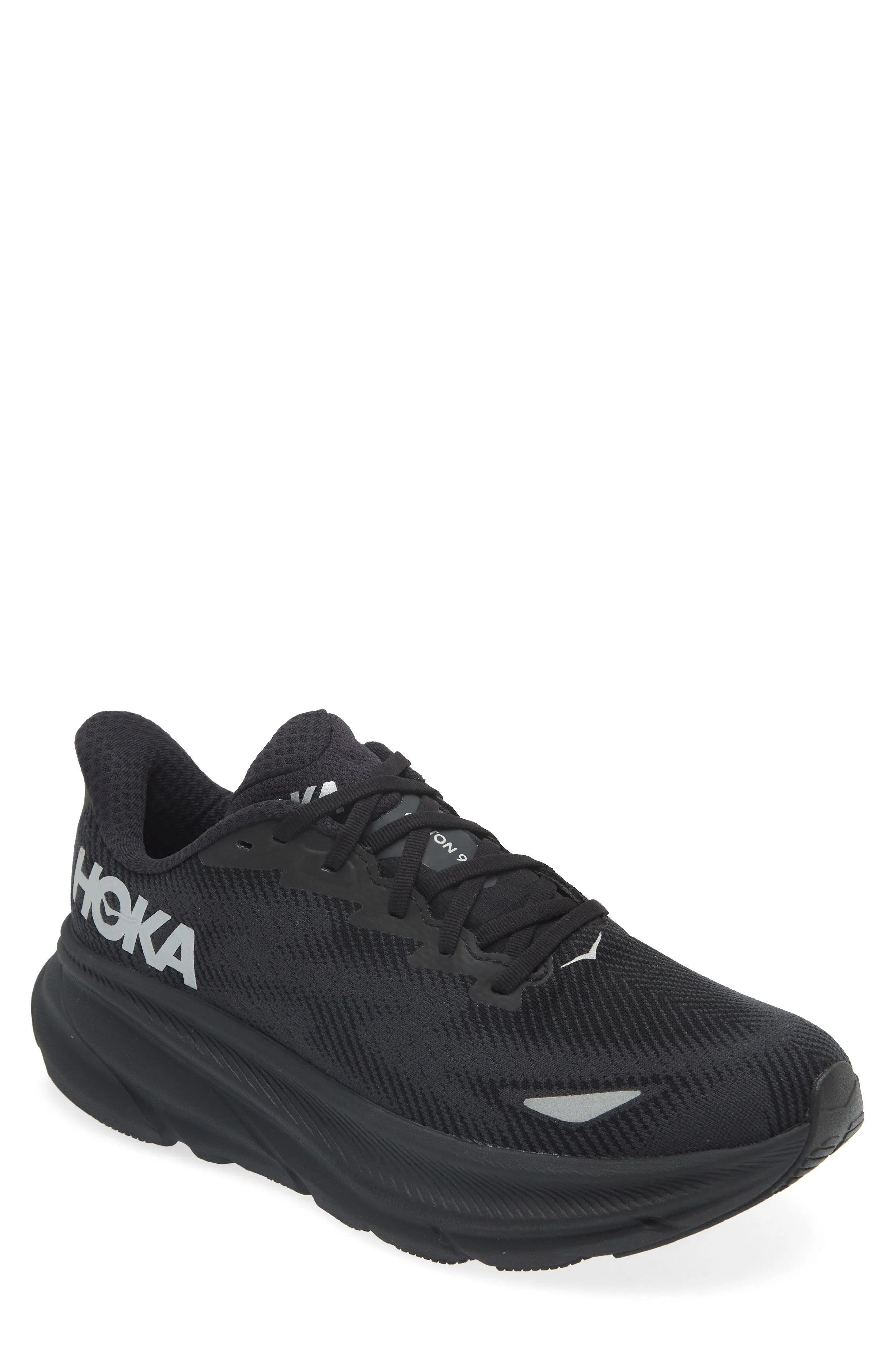 HOKA Clifton 9 Gore-Tex® Waterproof Running Shoe in Black /Black at Nordstrom - 1