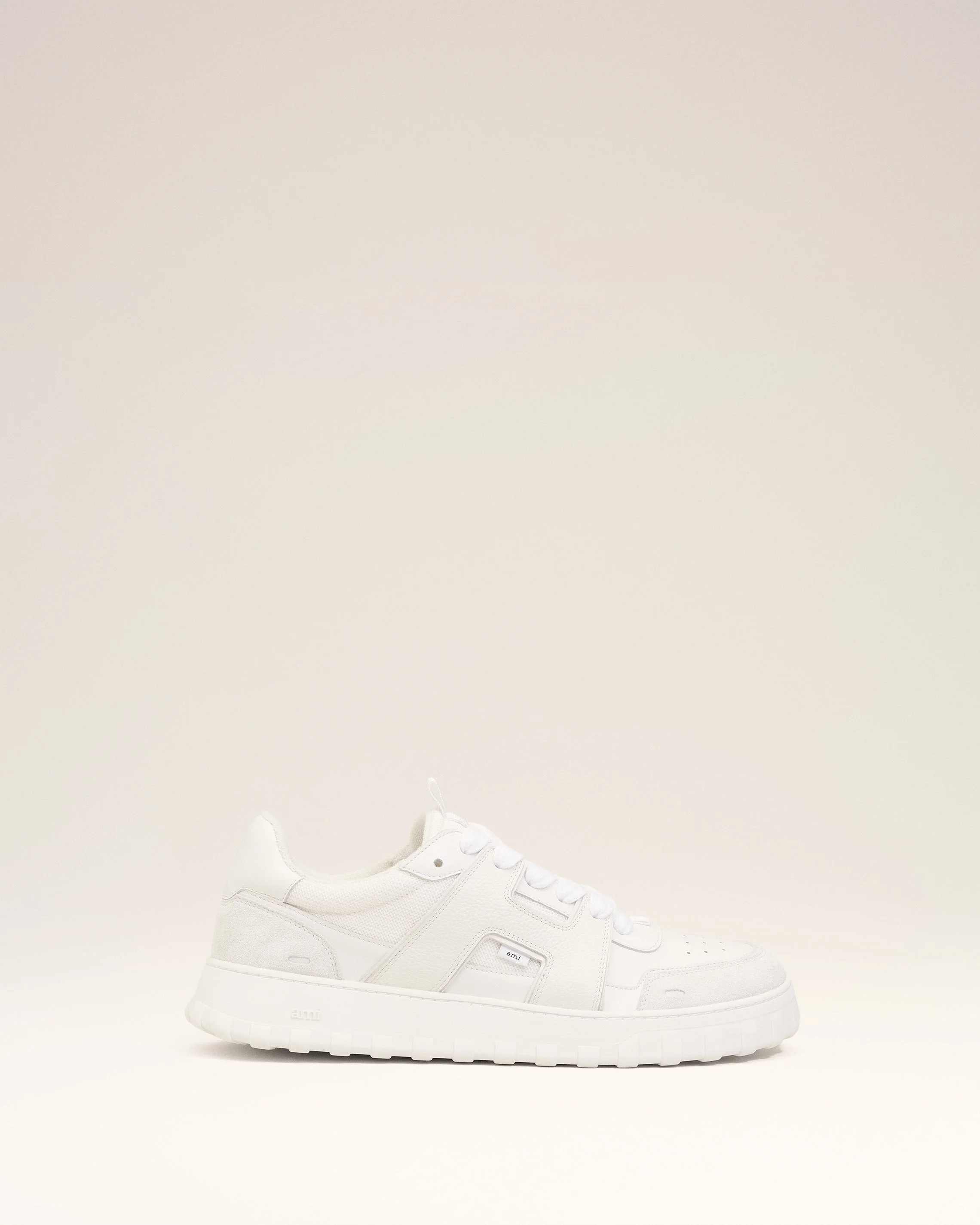 WHITE SMOOTH LEATHER LOW TOP A WALK SNEAKERS - 1