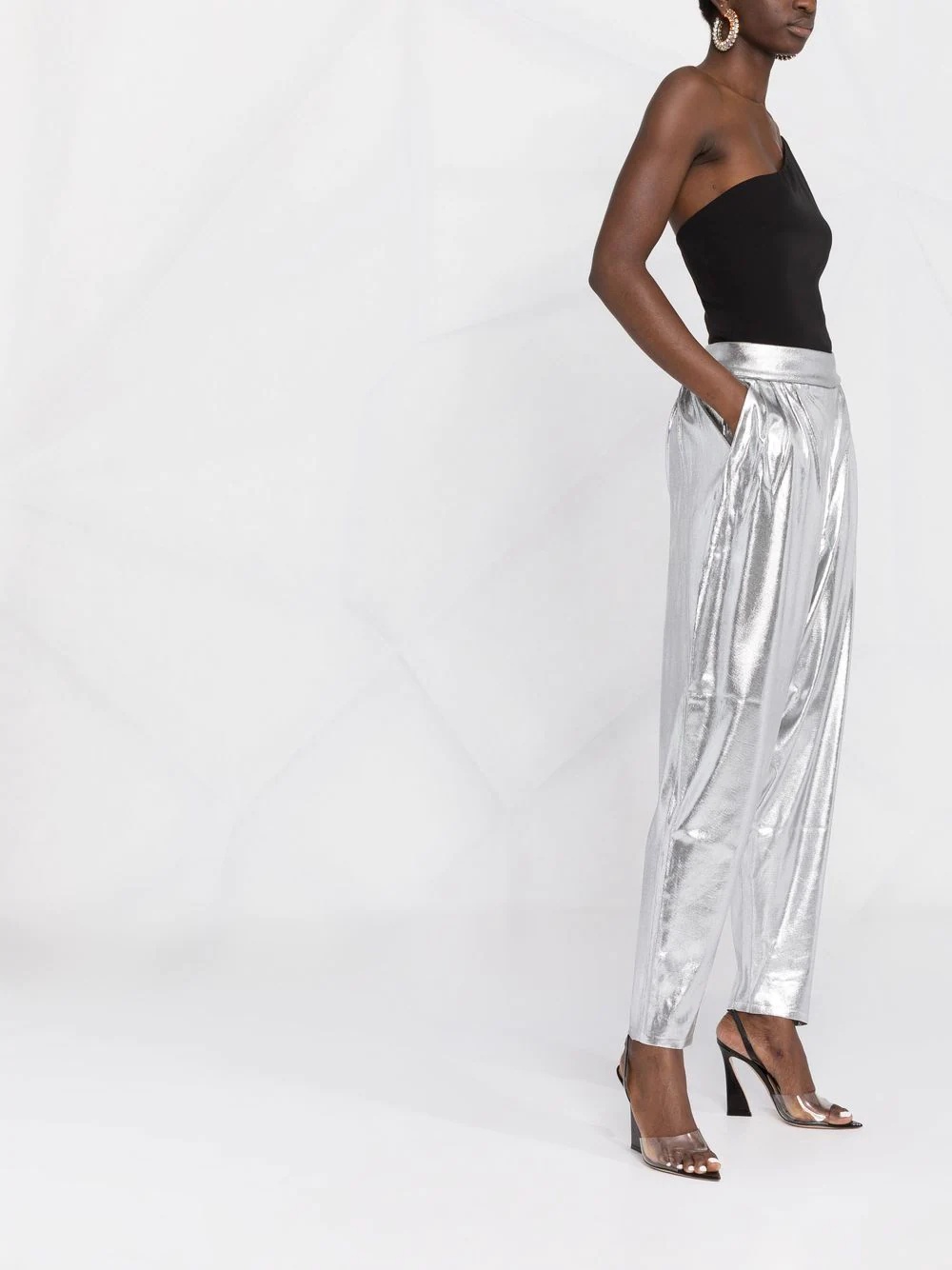 lamé tapered trousers - 4