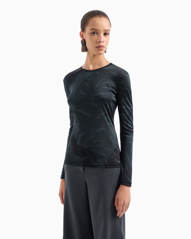 GIORGIO ARMANI PRINTED SILK INTERLOCK LONG-SLEEVED JUMPER outlook