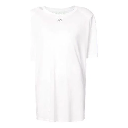 (WMNS) Off-White Printed Back Slit Crewneck Oversized T-shirt White OWAA035R184040060140 - 1