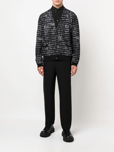 VERSACE check-print knitted cardigan outlook