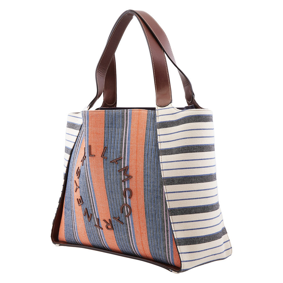 Stella McCartney Striped Logo Embroidered Cotton Tote Bag - 2