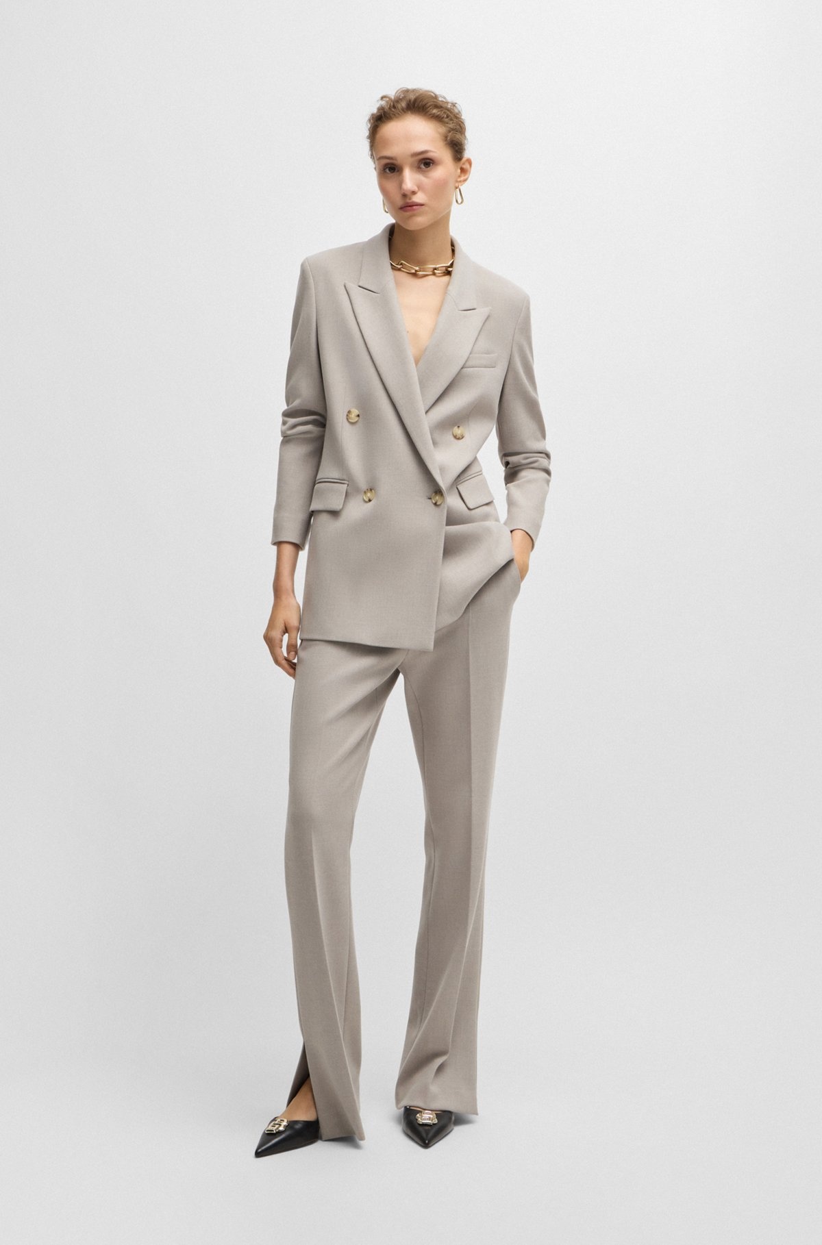 HIGH-WAISTED TROUSERS WITH FLARED LEG - 3