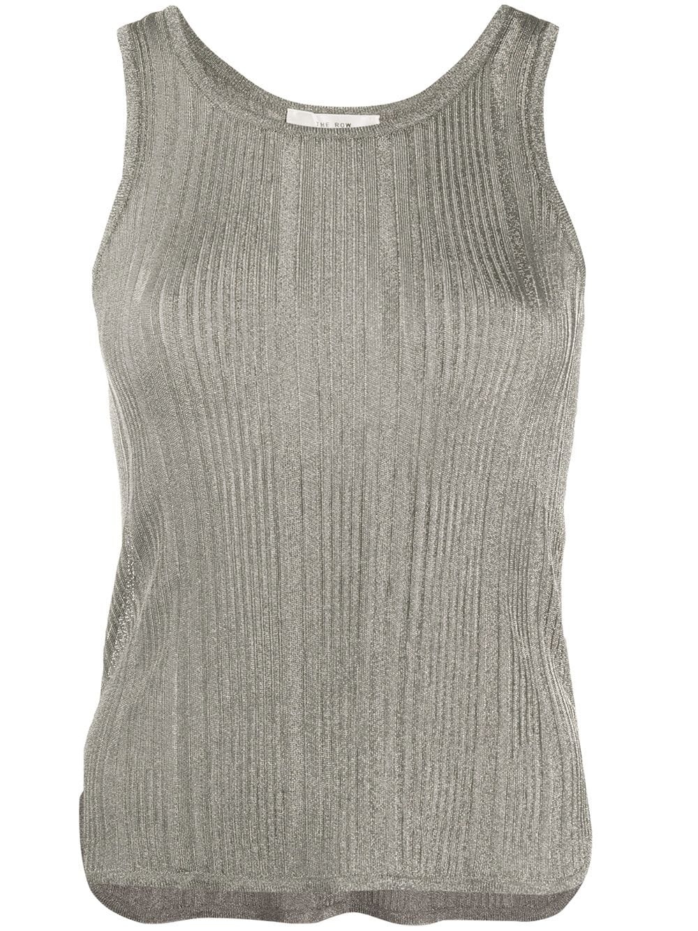 metallic effect ribbed tank top - 1