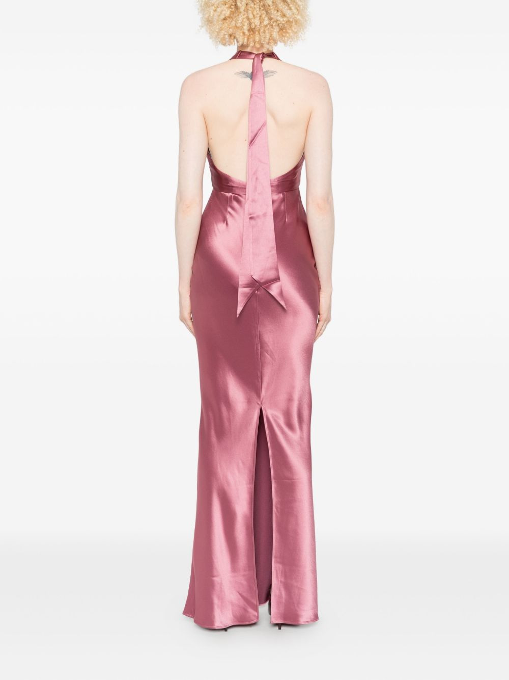 cross-front satin dress - 4