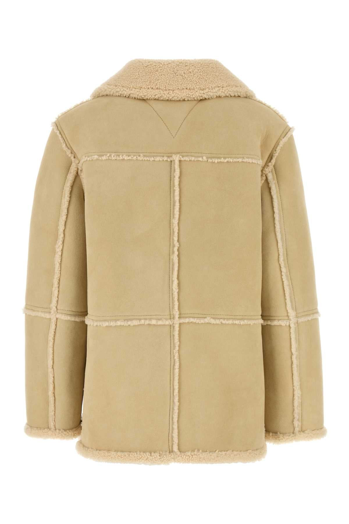 Bottega Veneta Women Cream Shearling Coat - 2