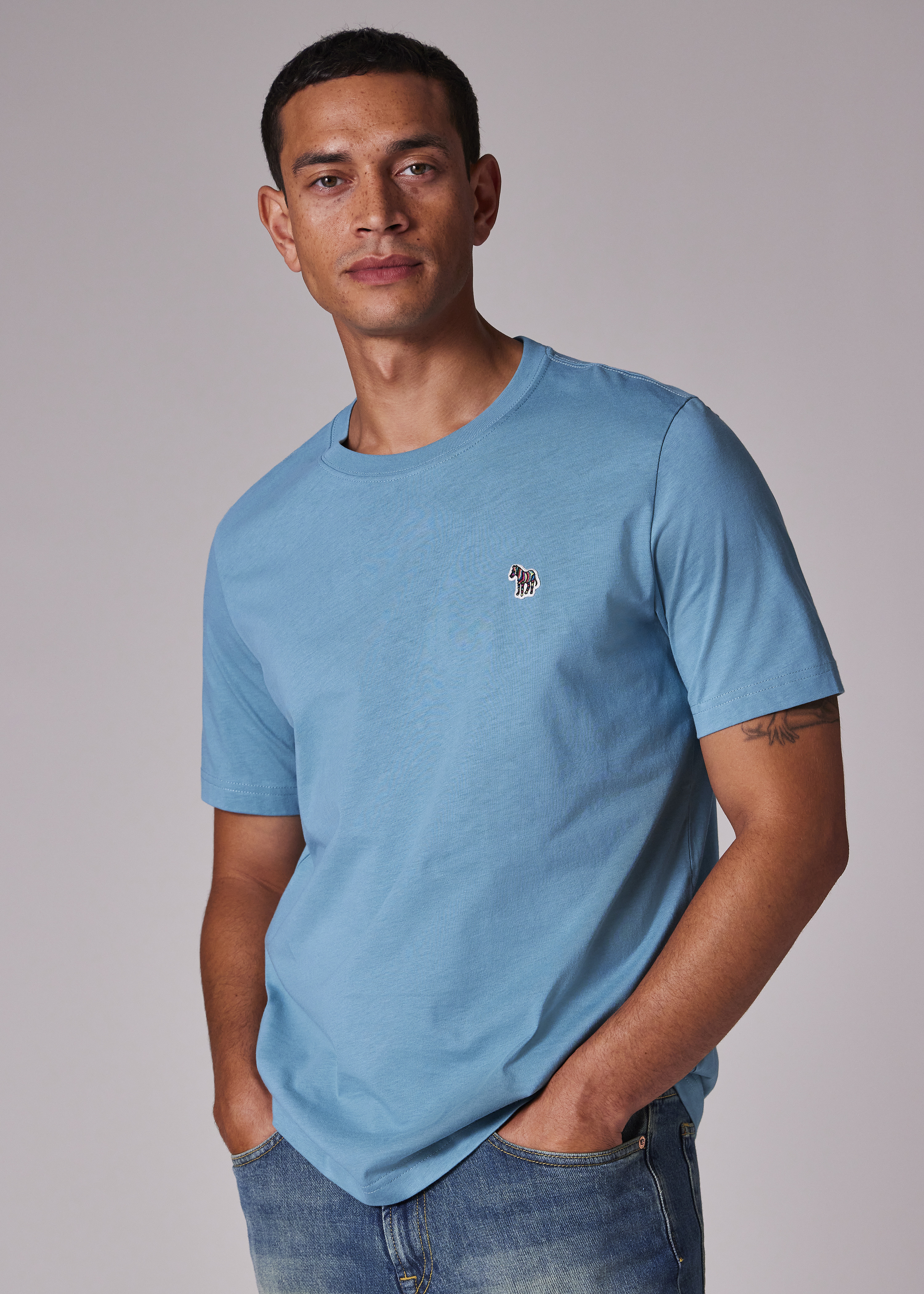 Light Teal Organic Cotton Zebra Logo T-Shirt - 4