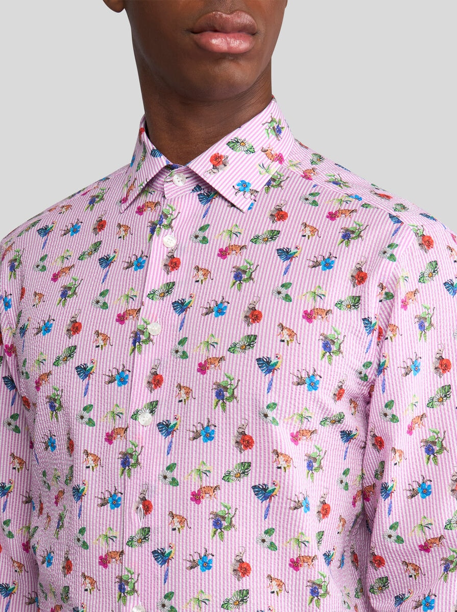 MICRO-STRIPED SHIRT WITH FLOWERS - 3