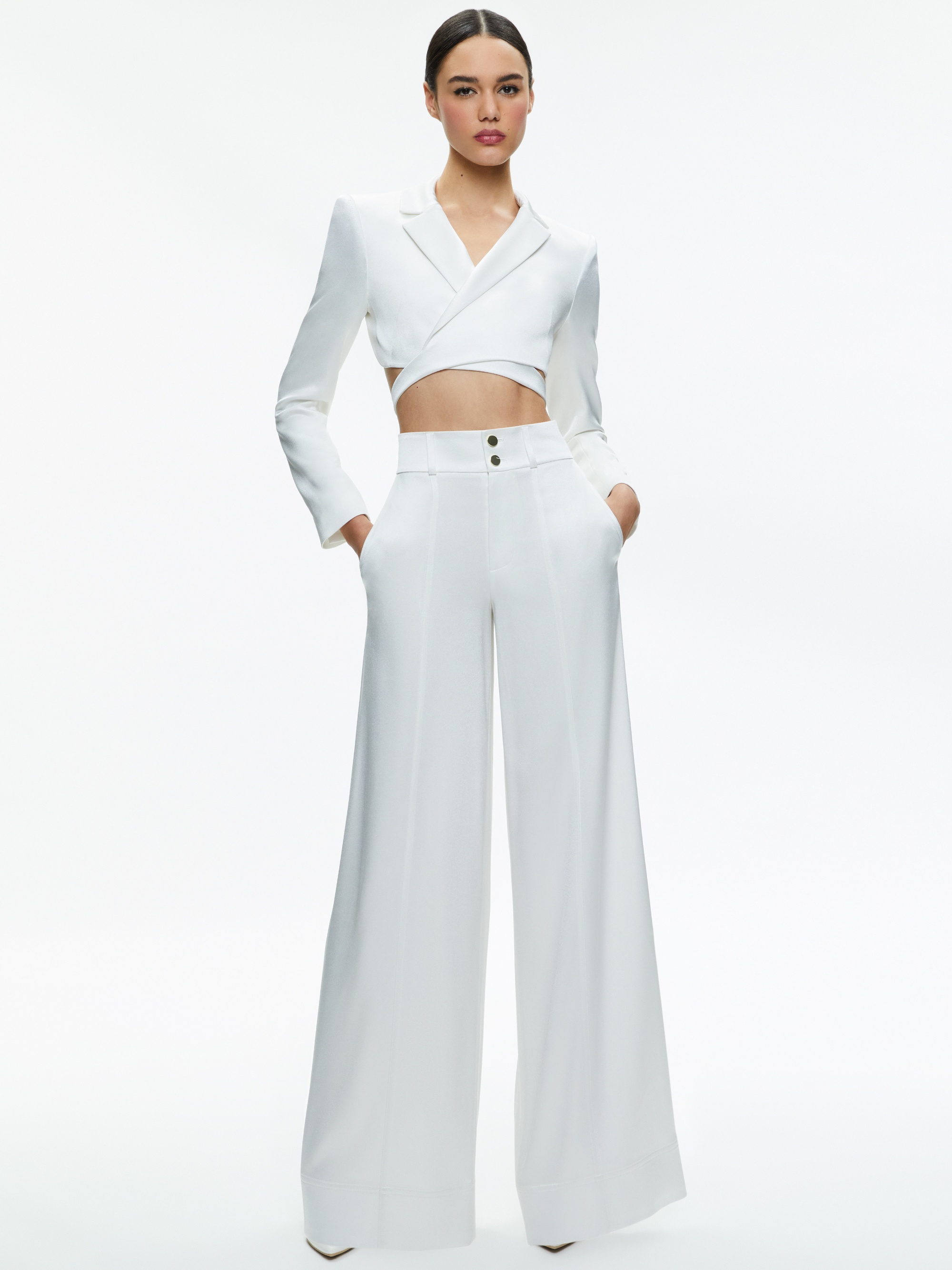 Pantalon à Jambes Larges à Paillettes Alice + Olivia Mame Taille 10 - Neuf Avec étiquettes - Argenté