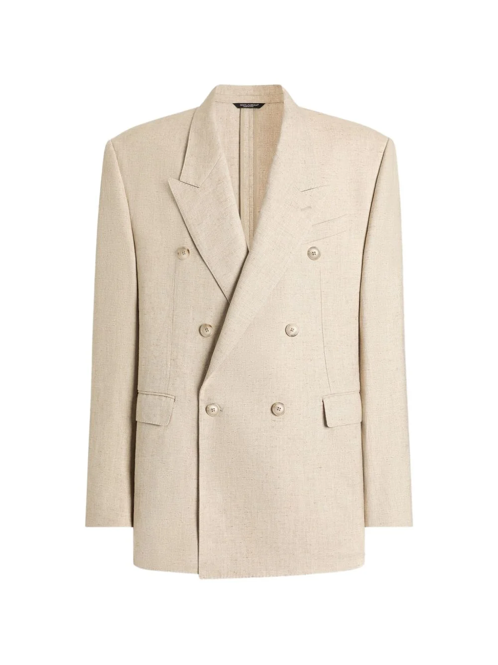 double-breasted tweed-effect silk and hemp jacket - 1