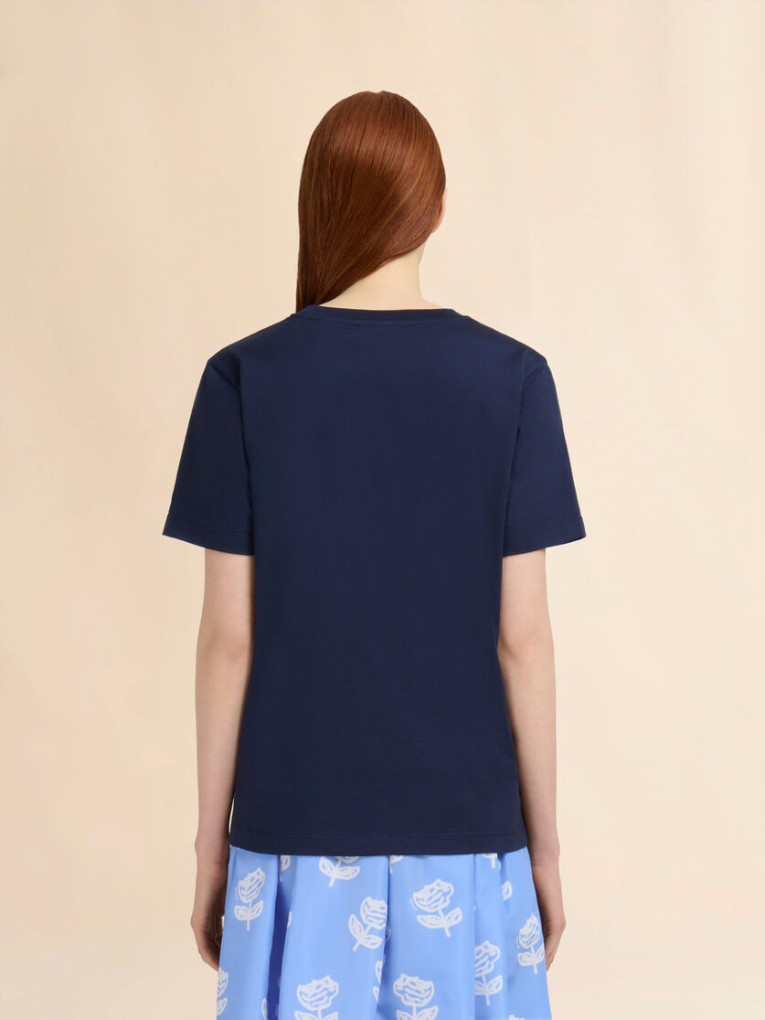 DEEP BLUE ORGANIC COTTON T-SHIRT WITH MARNI APPLIQUÉ - 3