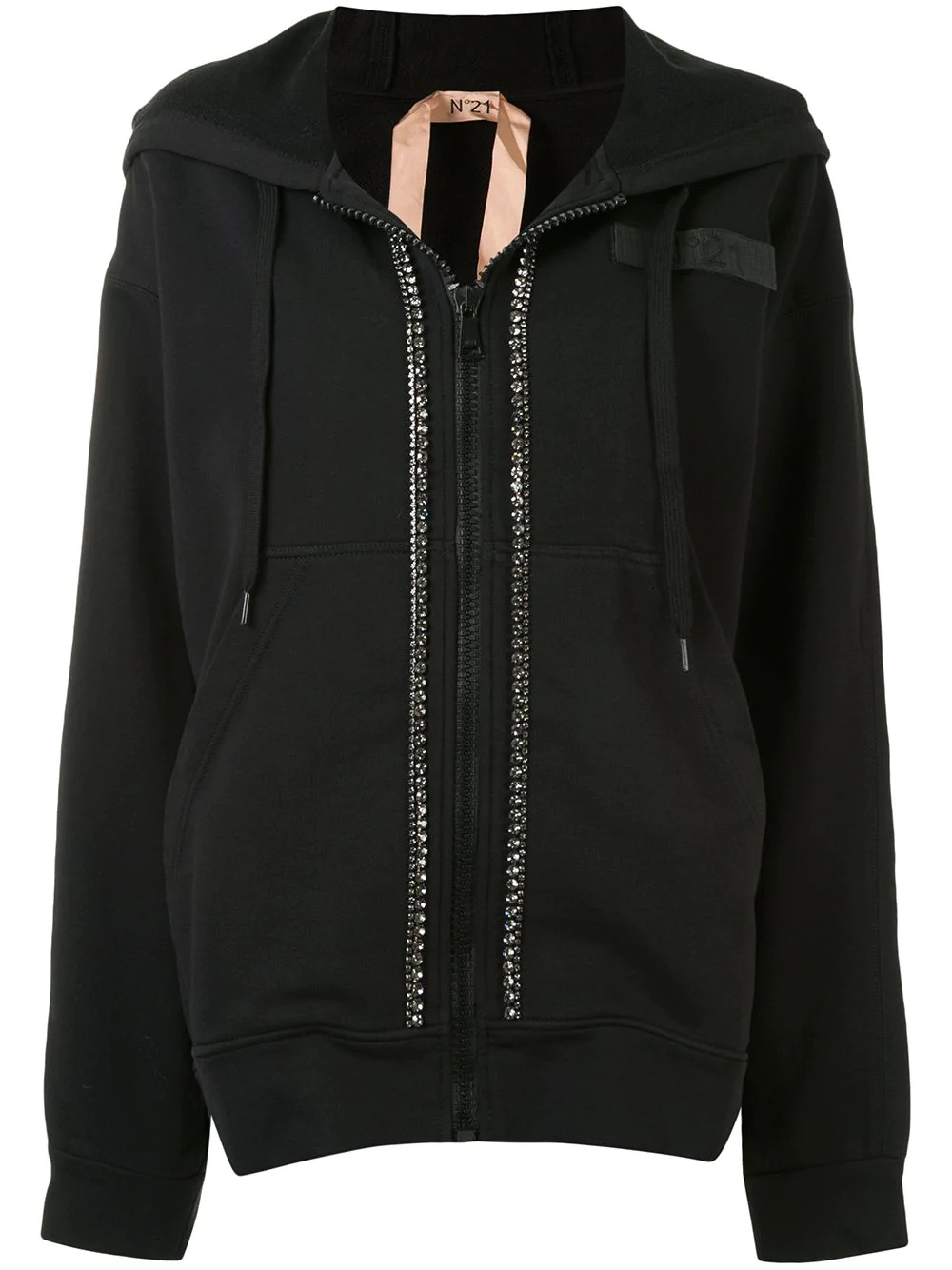 embellished logo hoodie - 1