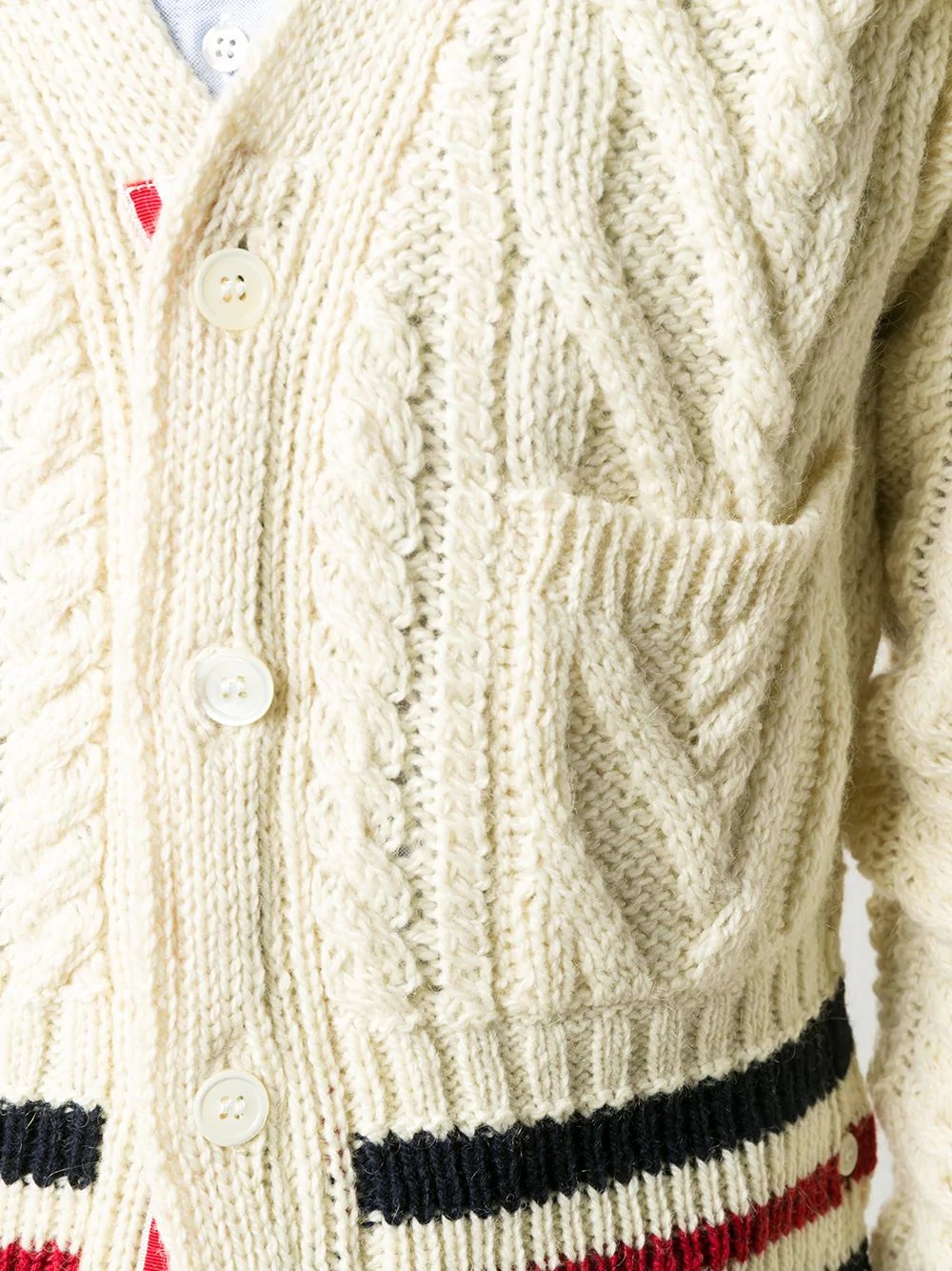 stripe-trim cable-knit cardigan - 5