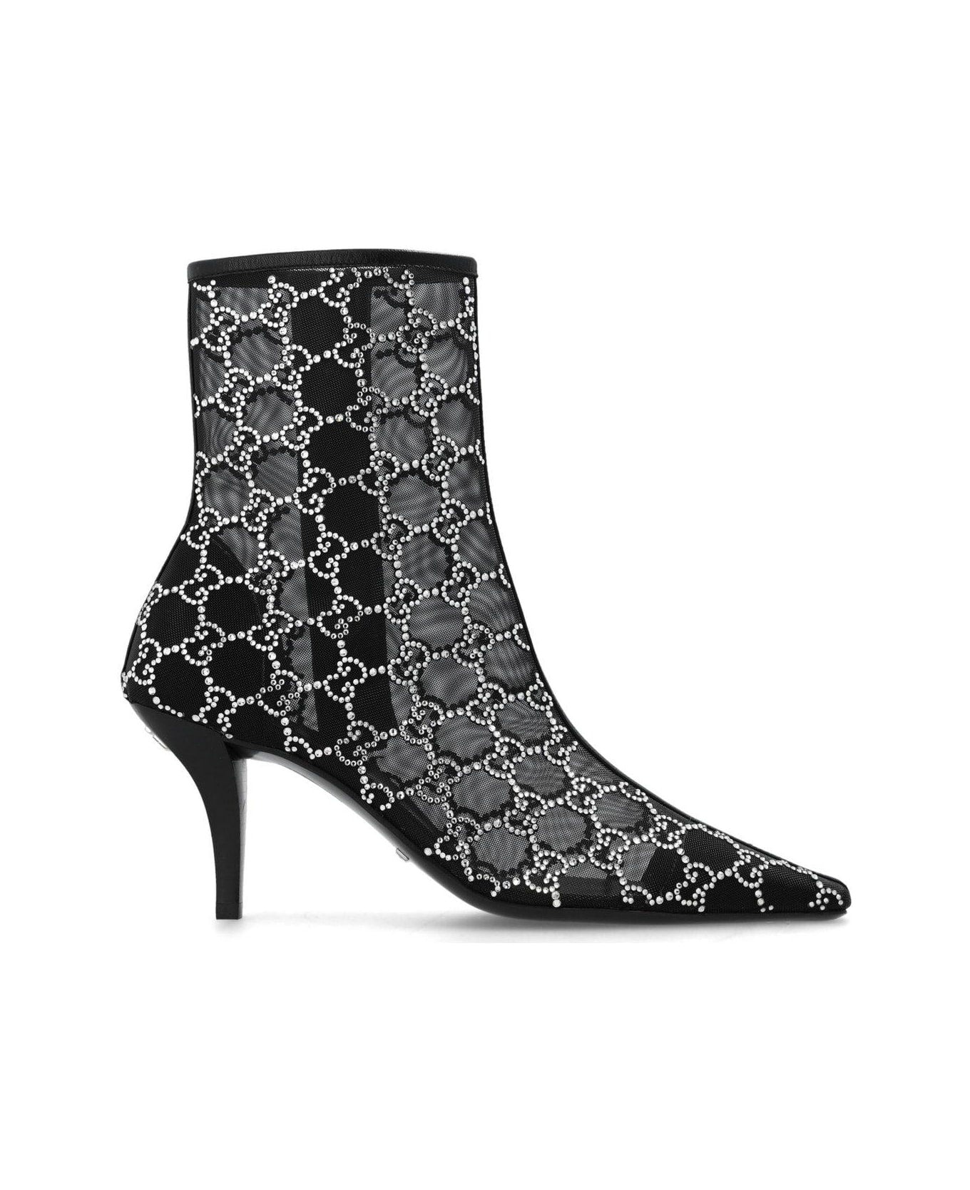 Gucci GG Crystal Mid Heel Boots - 1