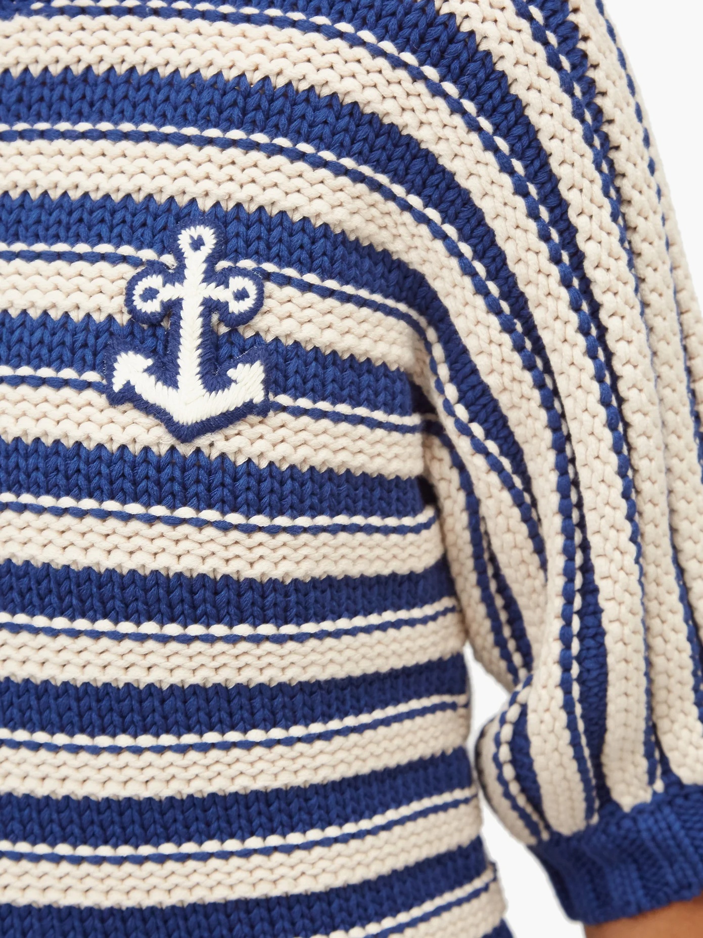 Logo-appliqué striped cotton-blend sweater - 4