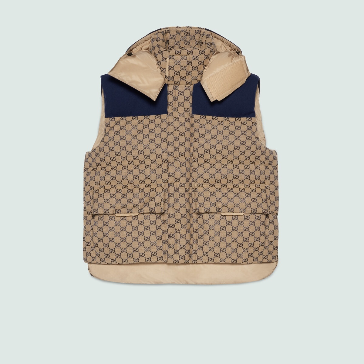 GG canvas down vest with detachable hood - 1