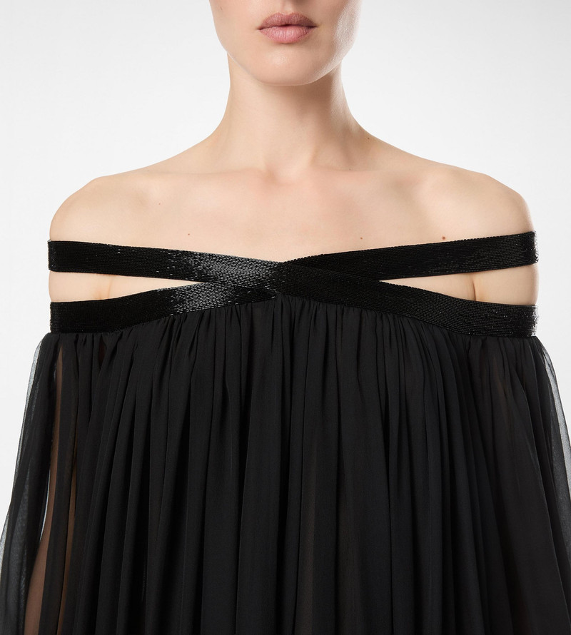 TOM FORD EMBROIDERED SILK CHIFFON OFF THE SHOULDER EVENING DRESS outlook