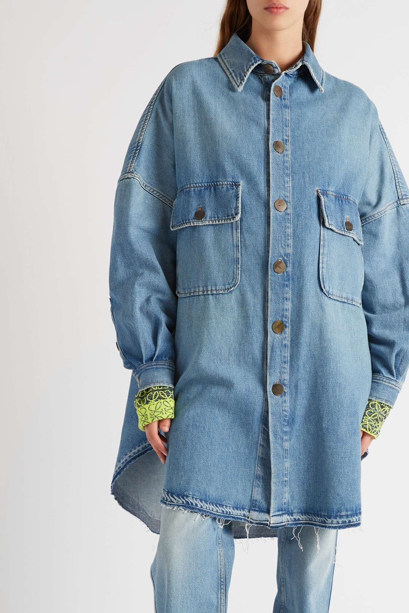 Oversized frayed denim shirt - 6