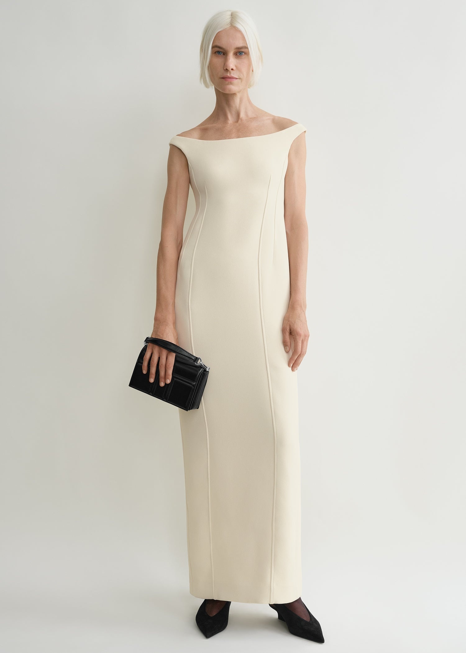 Curved off-shoulder dress eggnog - 3