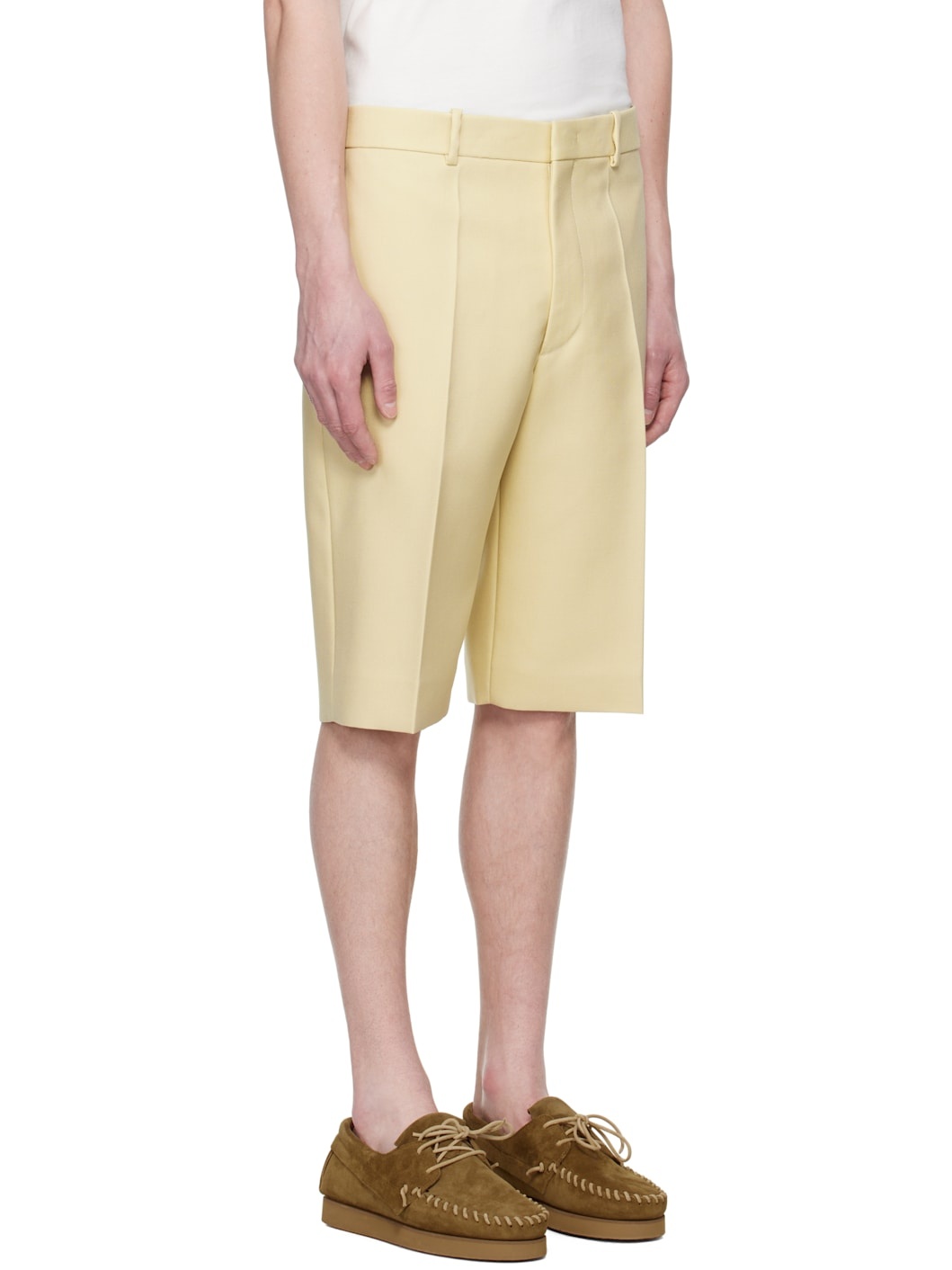 Beige Wool Canvas Shorts - 2