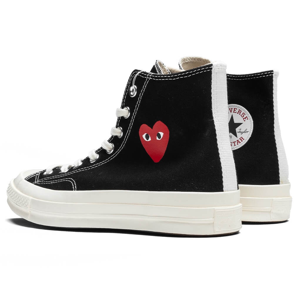 CONVERSE X COMME DES GARCONS PLAY ALL STAR CHUCK '70 HI SMALL RED HEART - BLACK - 3