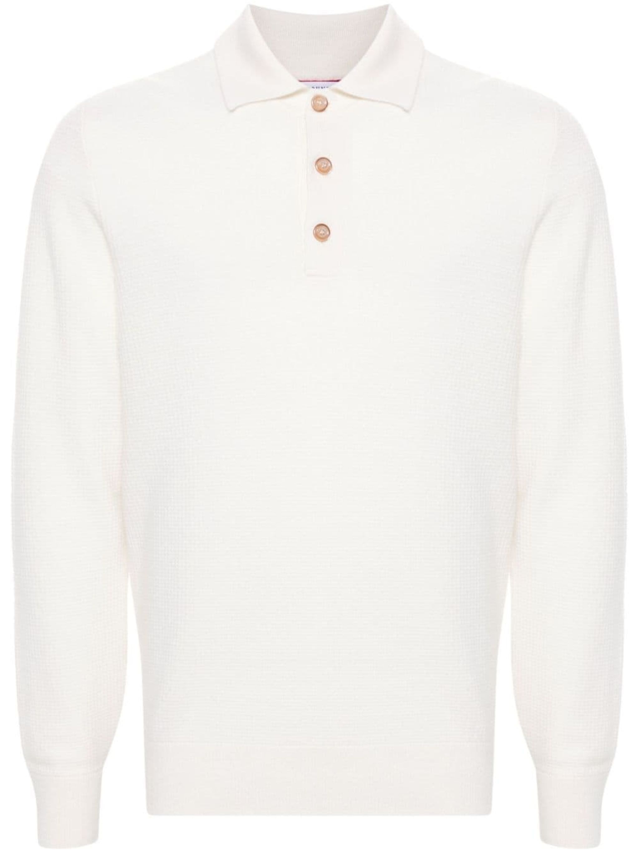 waffle-knit cashmere polo shirt - 1