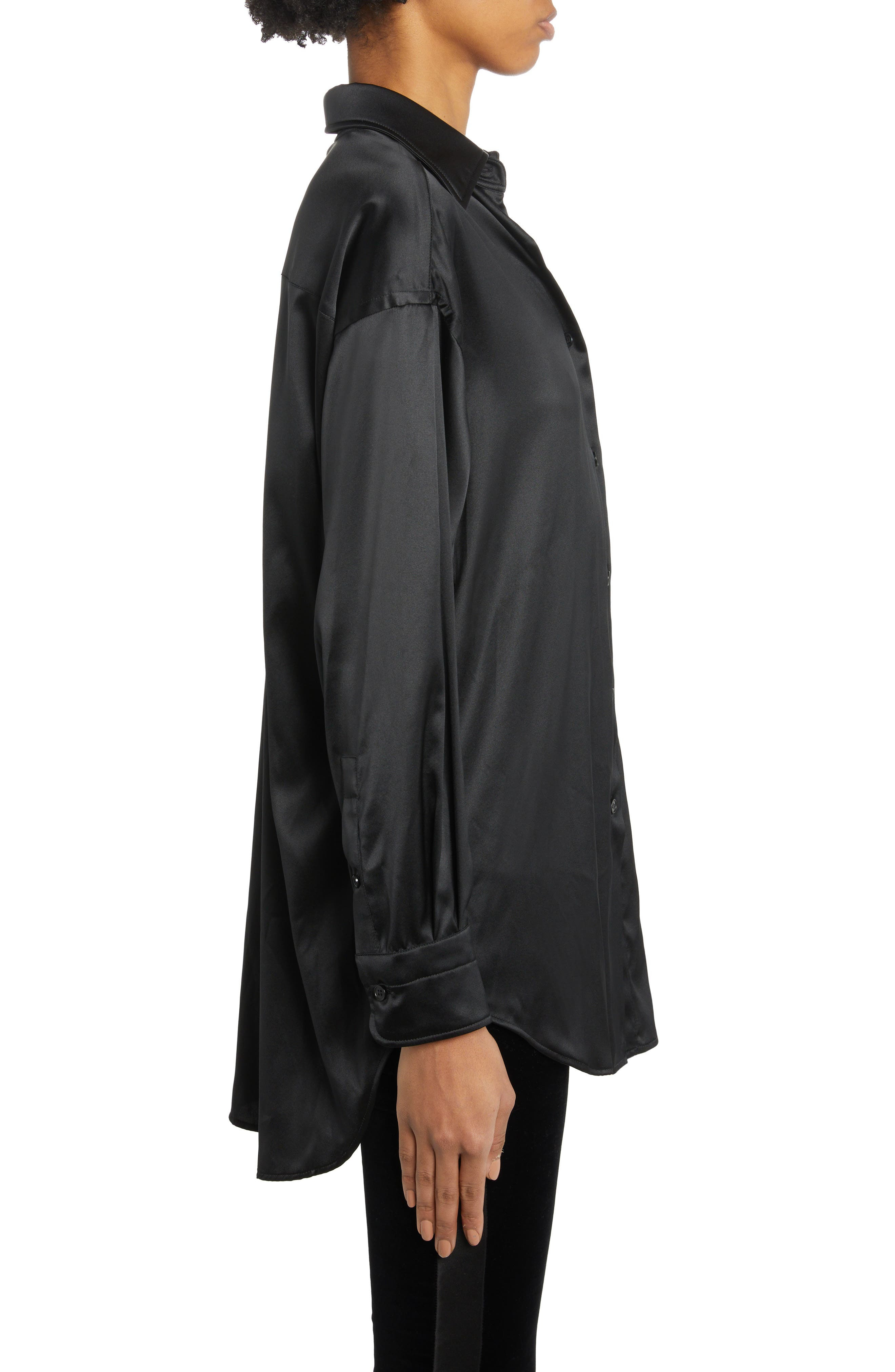 Relaxed Fit Stretch Silk Satin Blouse - 3
