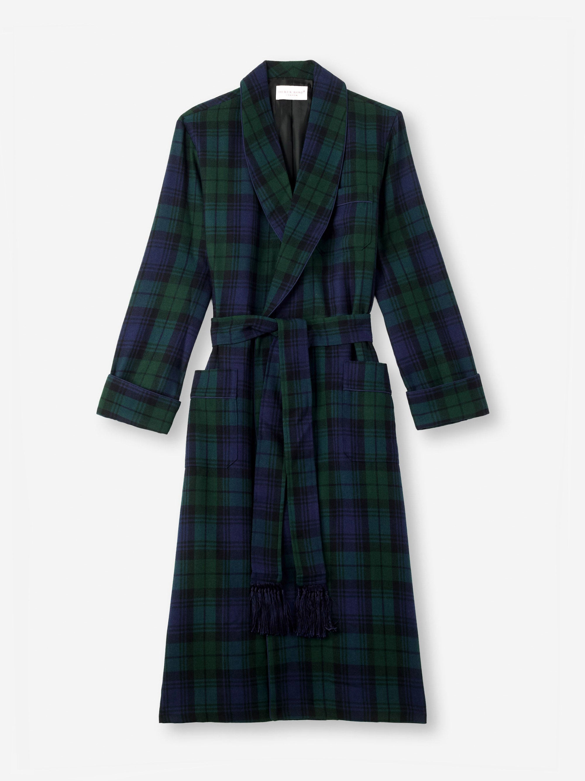 Men's Robe Tartan Black Watch Wool Navy - 2