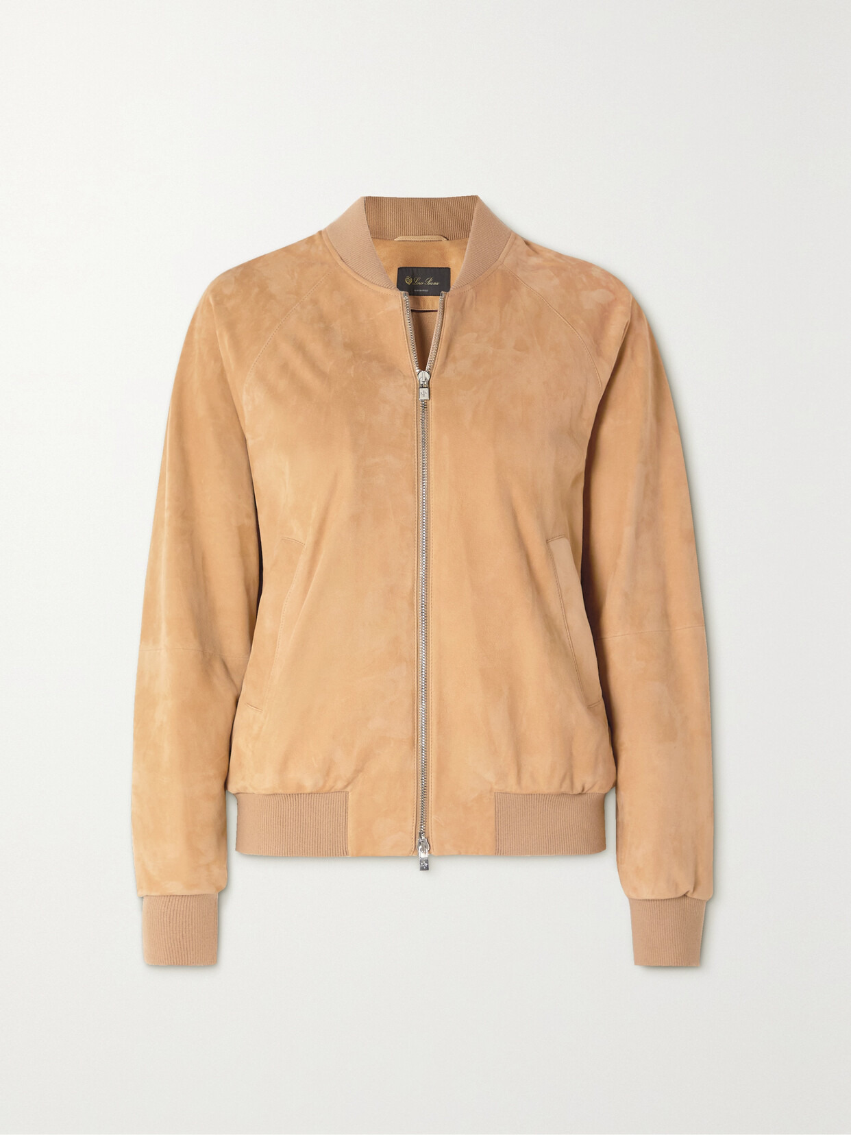 Ribbed Cashmere-trimmed Suede Bomber Jacket - 1