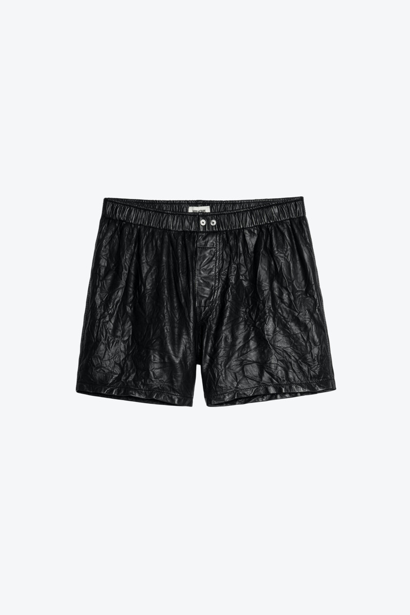 Pax Crinkled Leather Shorts - 1