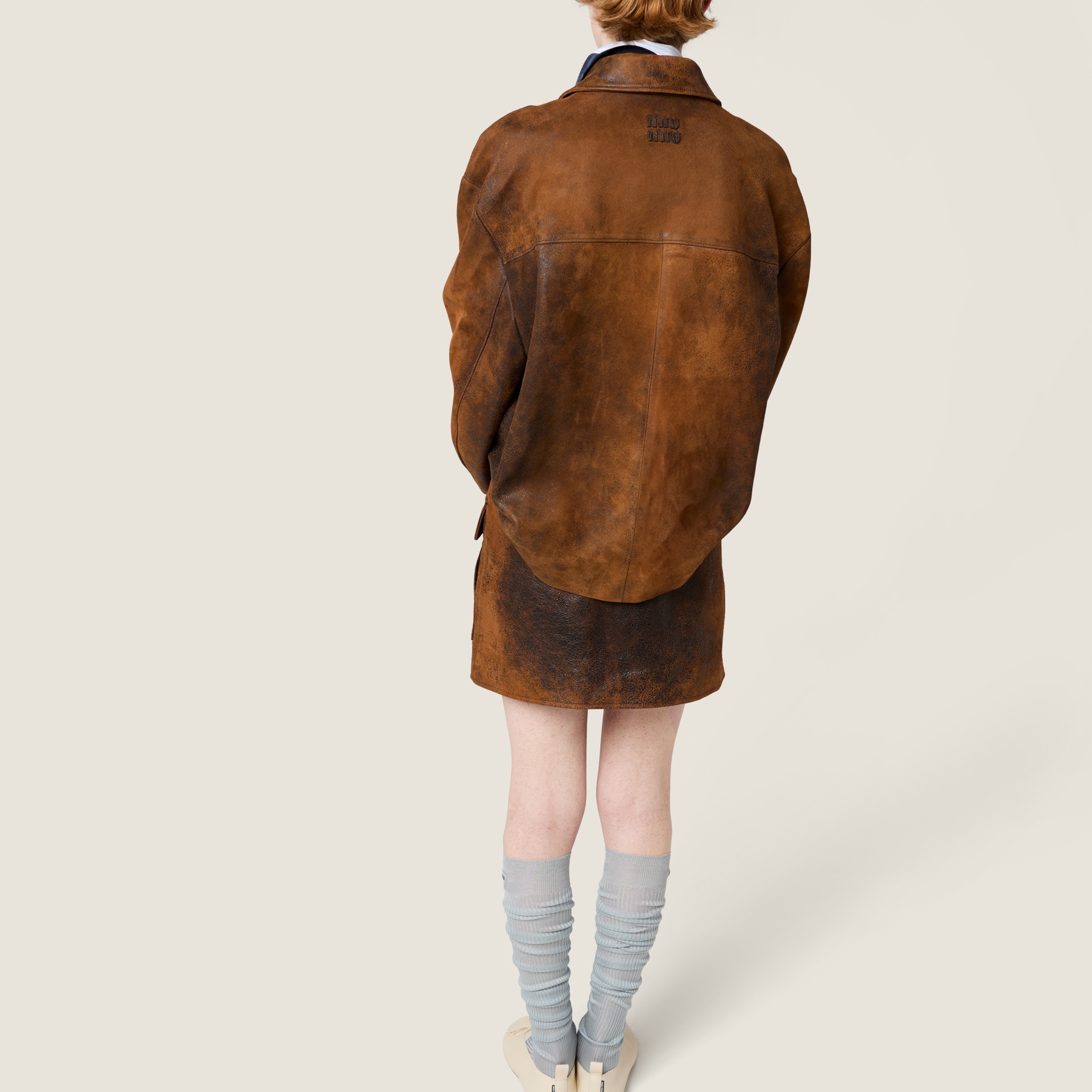 Waxed suede leather jacket - 5
