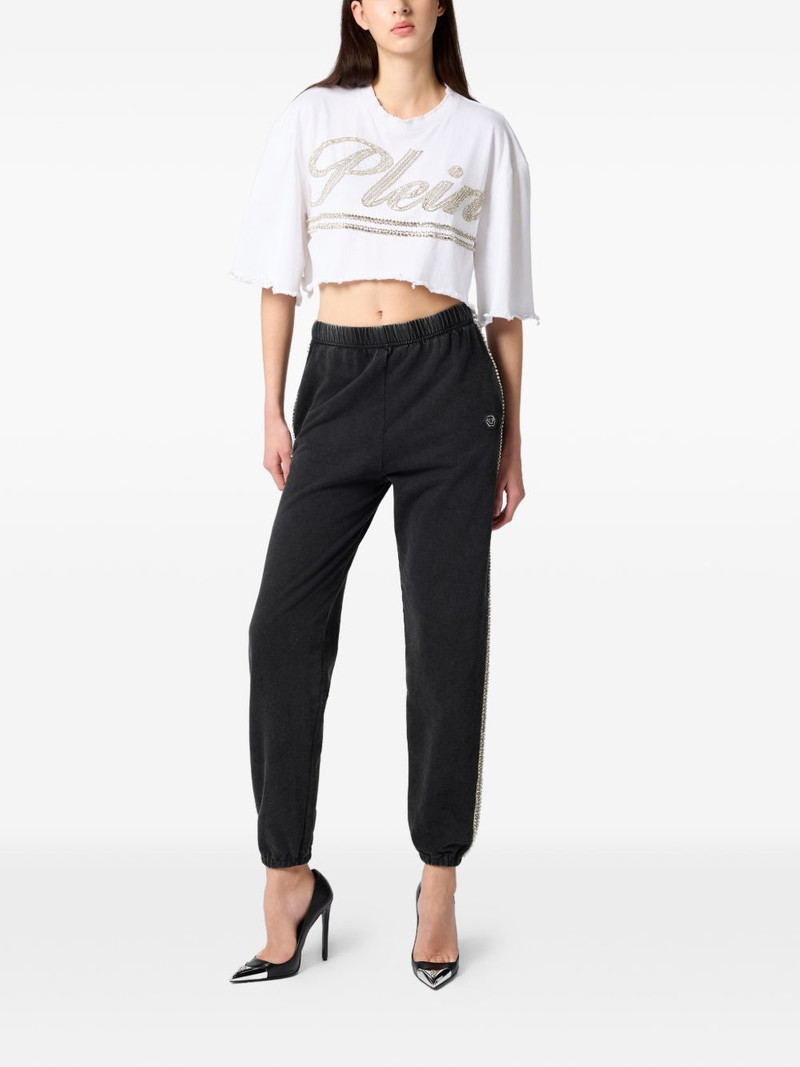 PHILIPP PLEIN strass signature cropped T-shirt outlook
