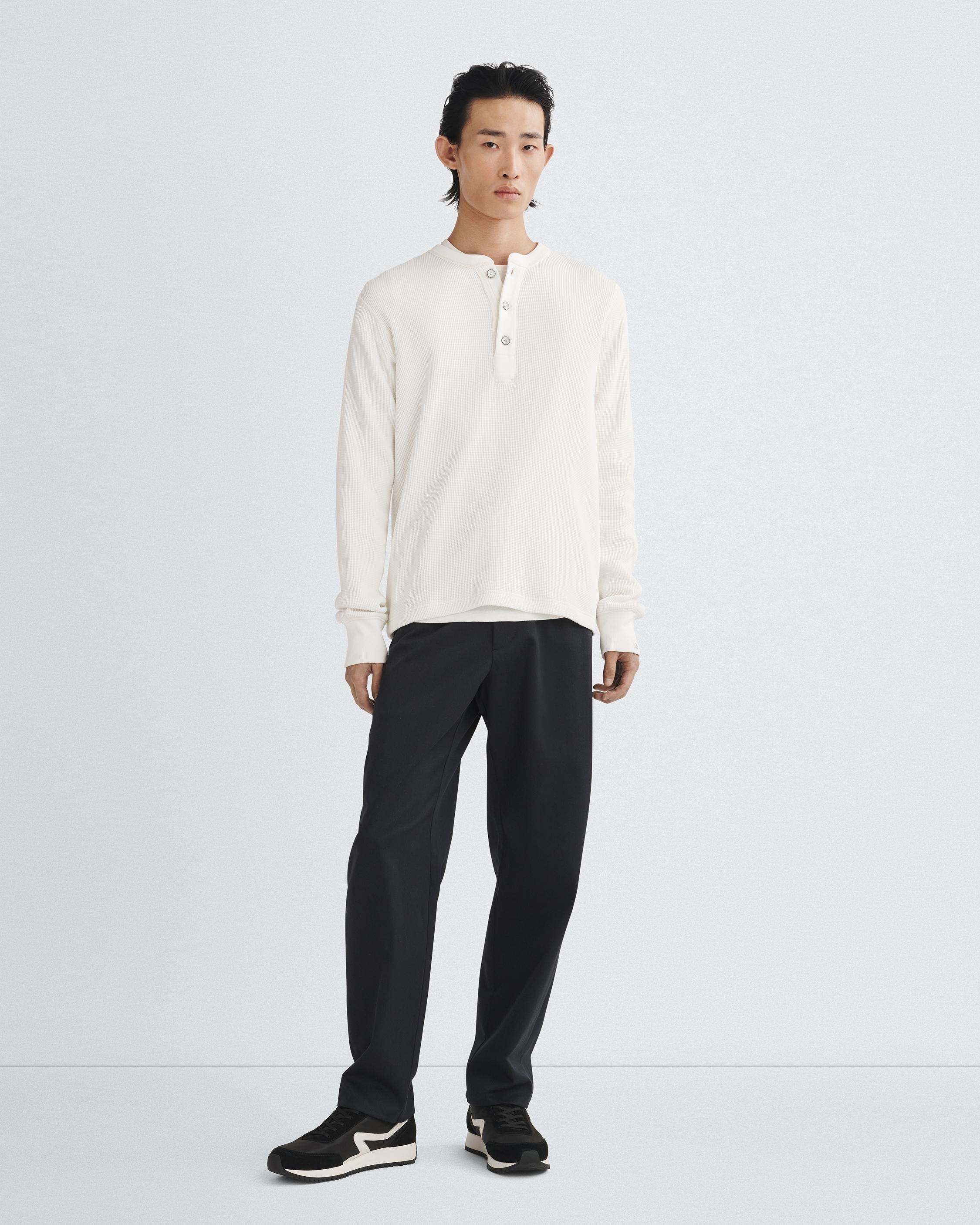 Garment Dyed Waffle Henley
Cotton Long Sleeve Shirt - 3