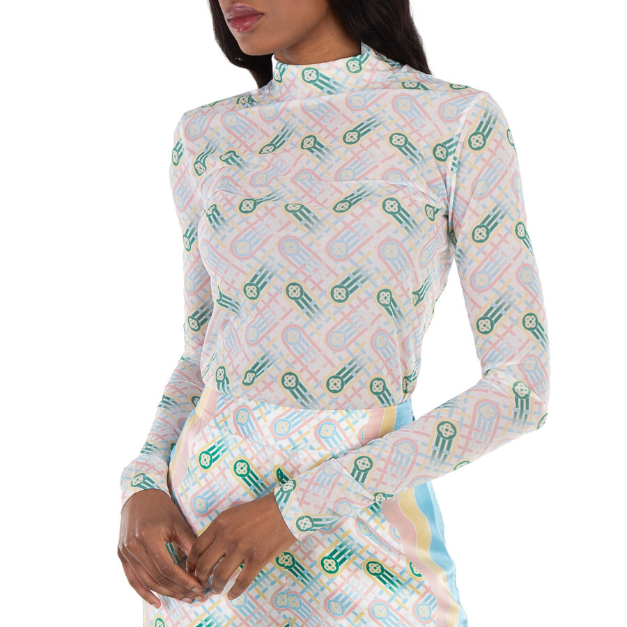 Casablanca Ladies Multicolor Ping Pong Monogram Print Top - 2