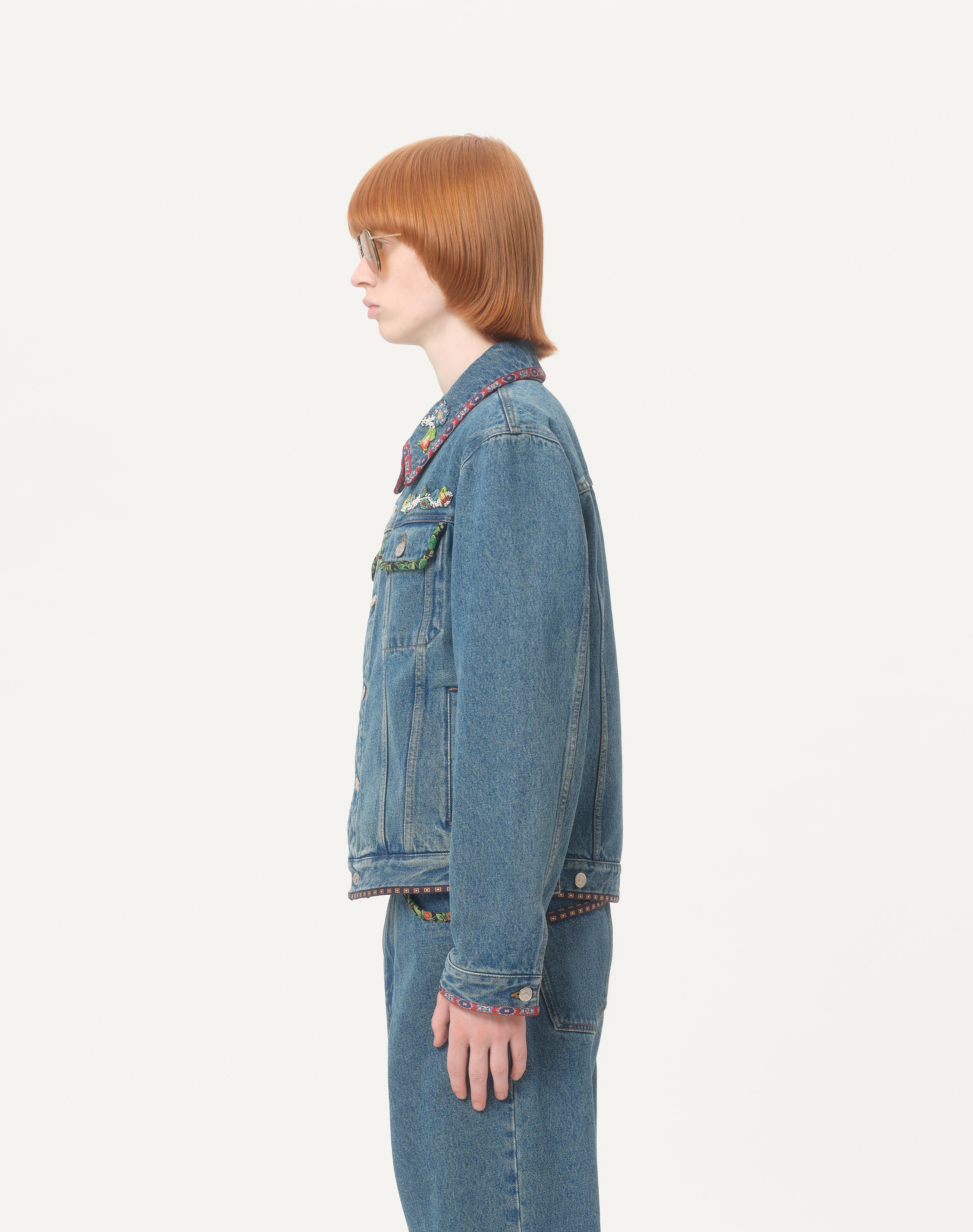 DENIM JACKET WITH BEADED EMBROIDERY AND PRINTED EDGES - 6
