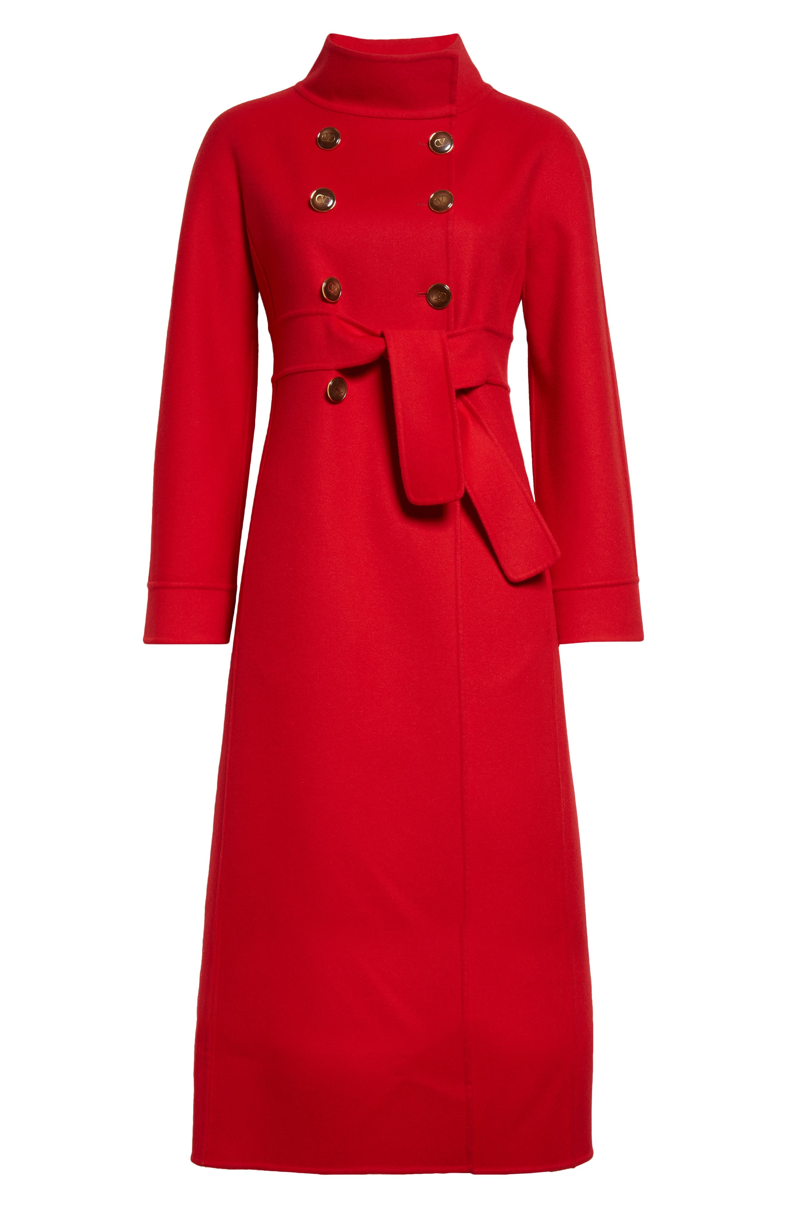 Valentino Garavani Double Breasted Wool & Cashmere Belted Coat in Dark Red at Nordstrom - 6