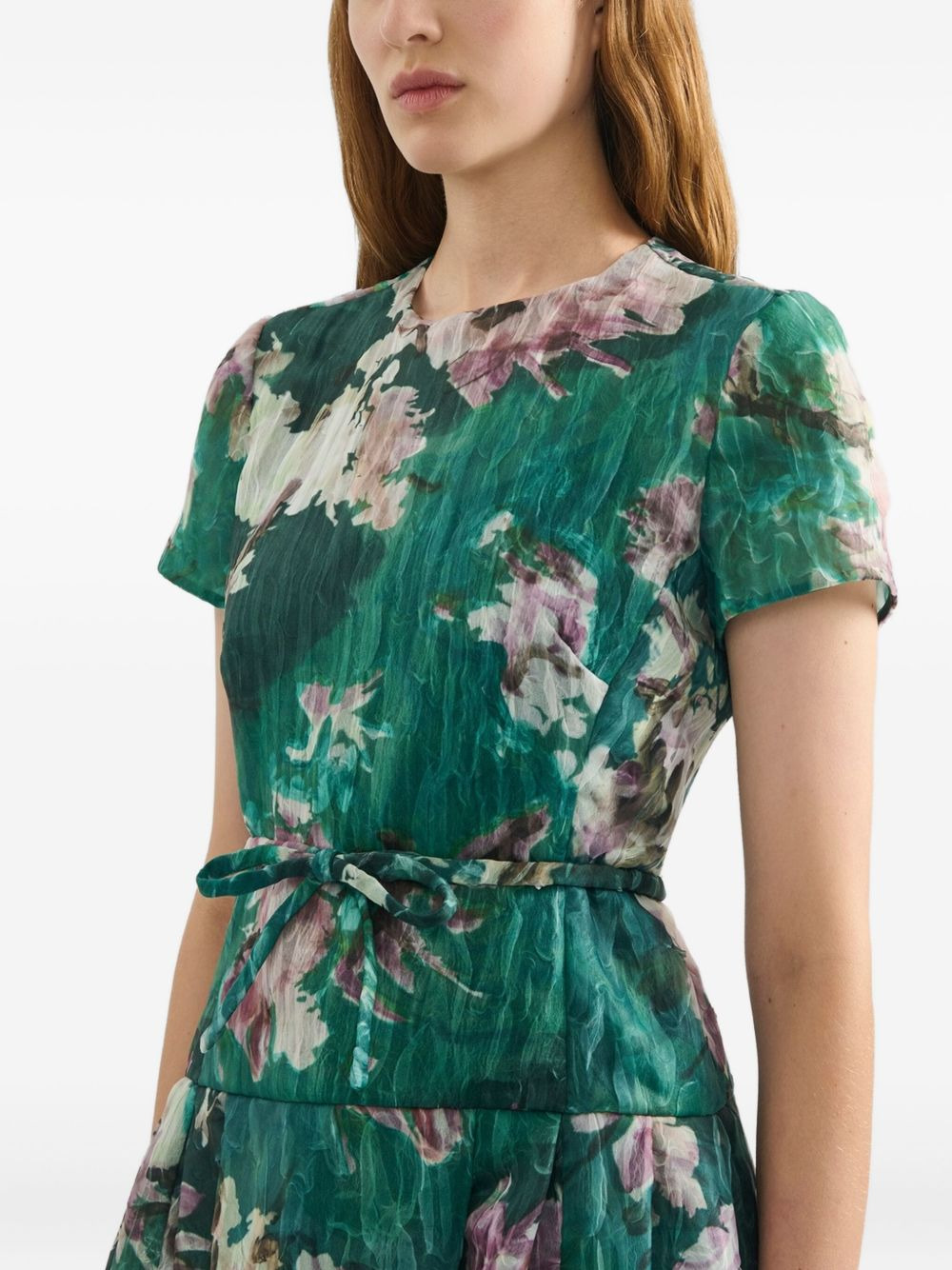 floral-print short-sleeve gown - 5