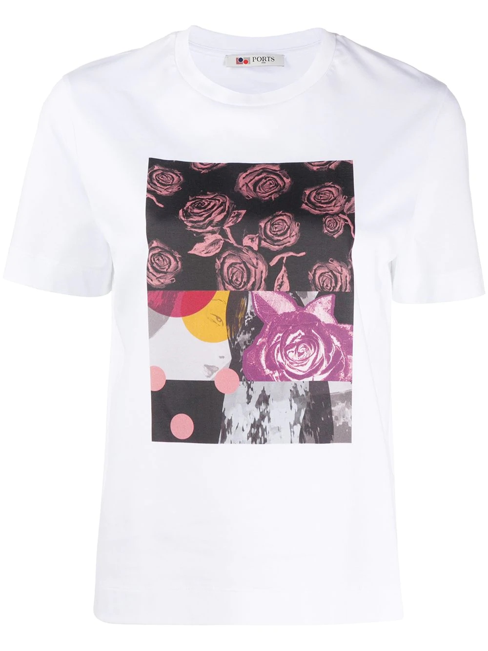 roses-print crew neck T-shirt - 1