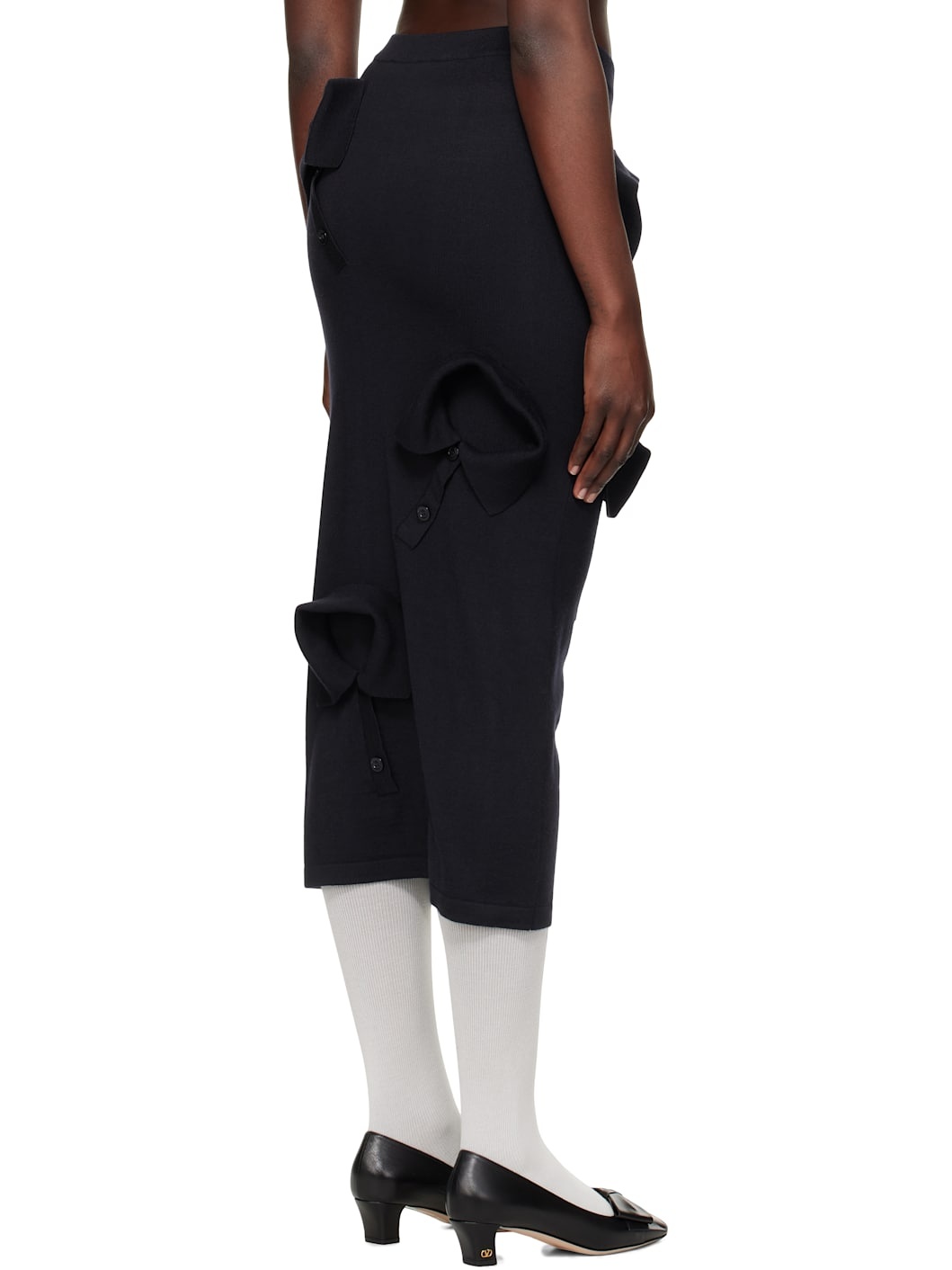 Navy Multi Collars Knitted Midi Skirt - 3