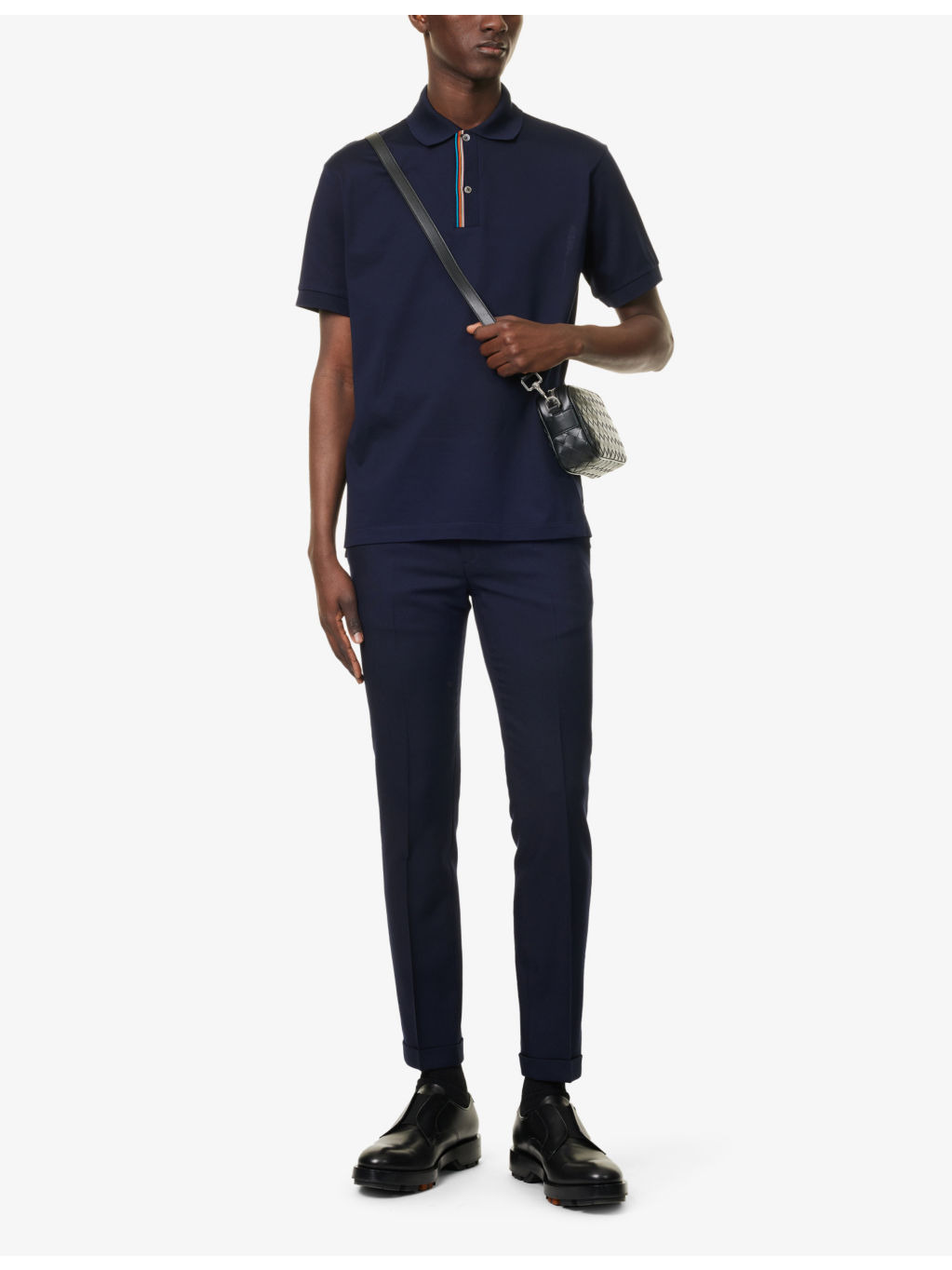 Brushed-texture slim-fit stretch-cotton trousers - 2