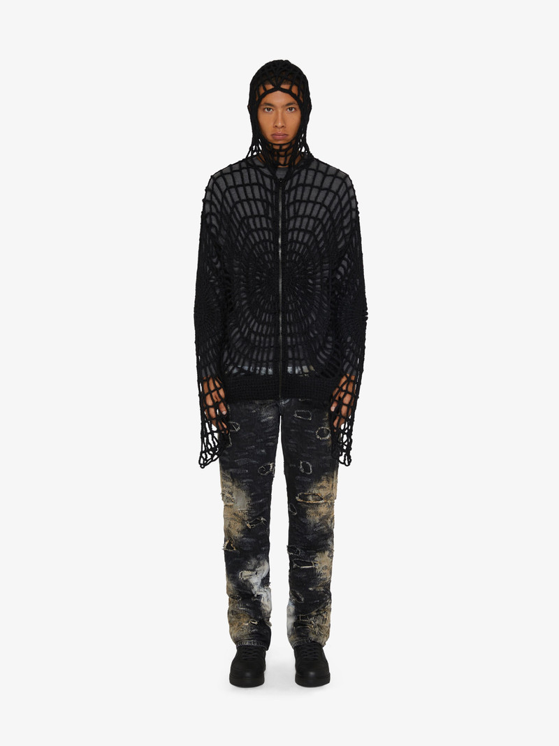 Givenchy ZIPPED HOODIE IN CROCHET KNIT SPIDER WEB EFFECT outlook