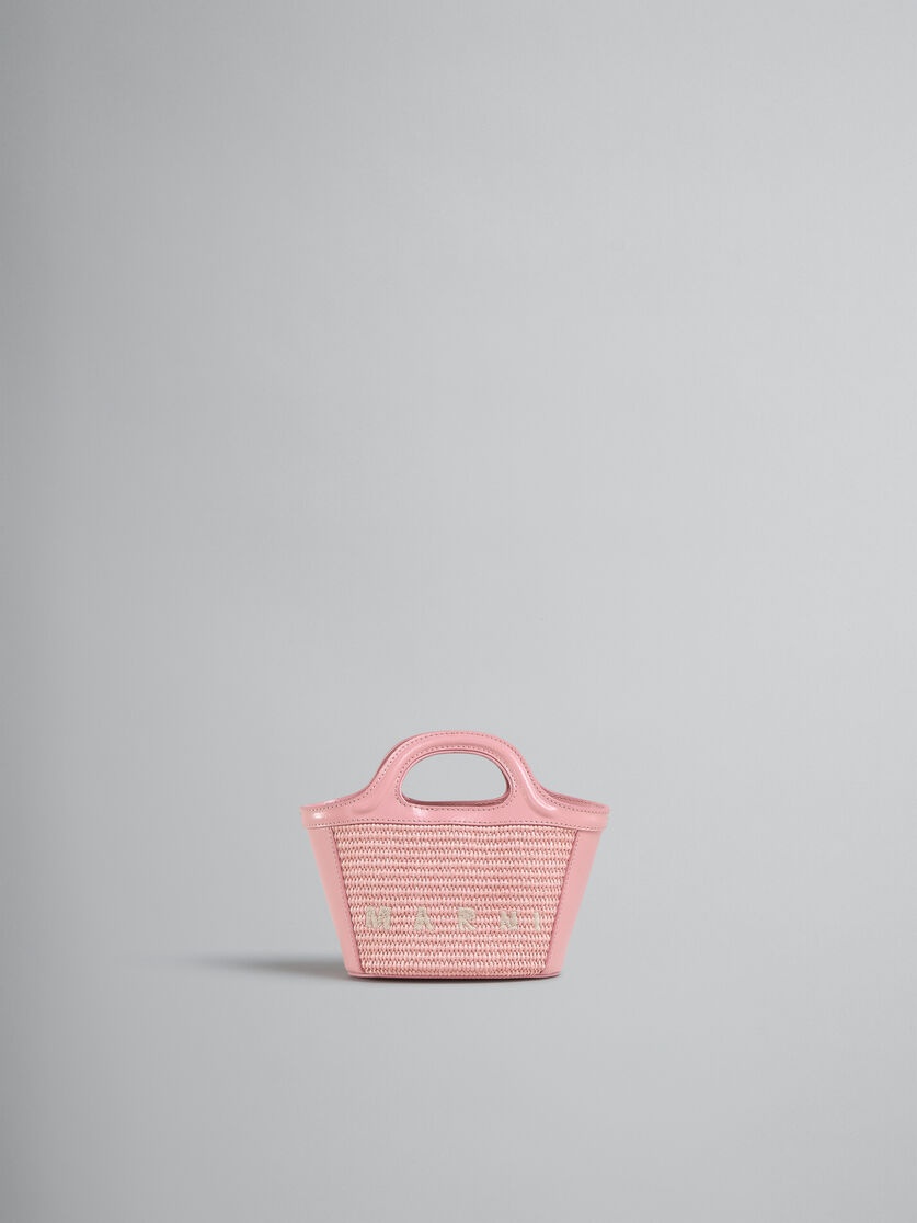 TROPICALIA MICRO BAG IN PINK LEATHER AND RAFFIA-EFFECT FABRIC - 1